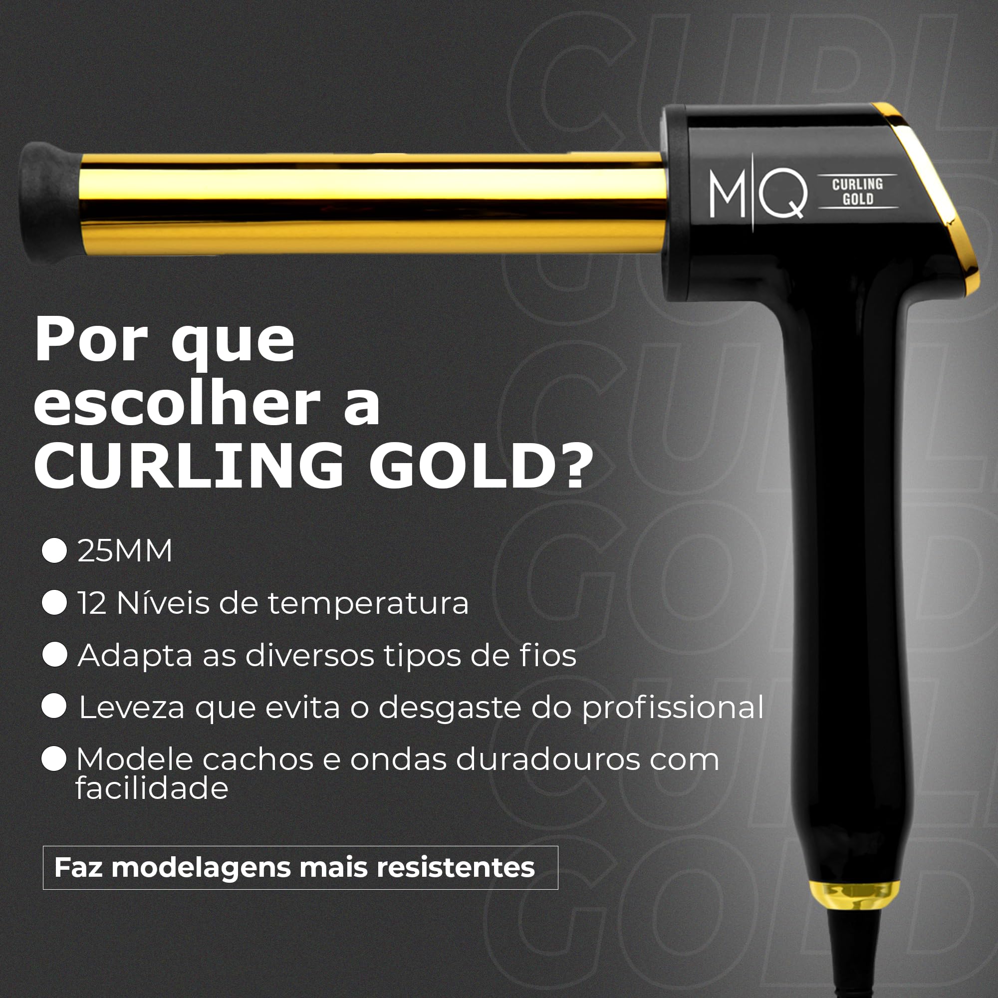MQ Professional Curling Gold Titanium 25mm - Modelador de Cachos 240g