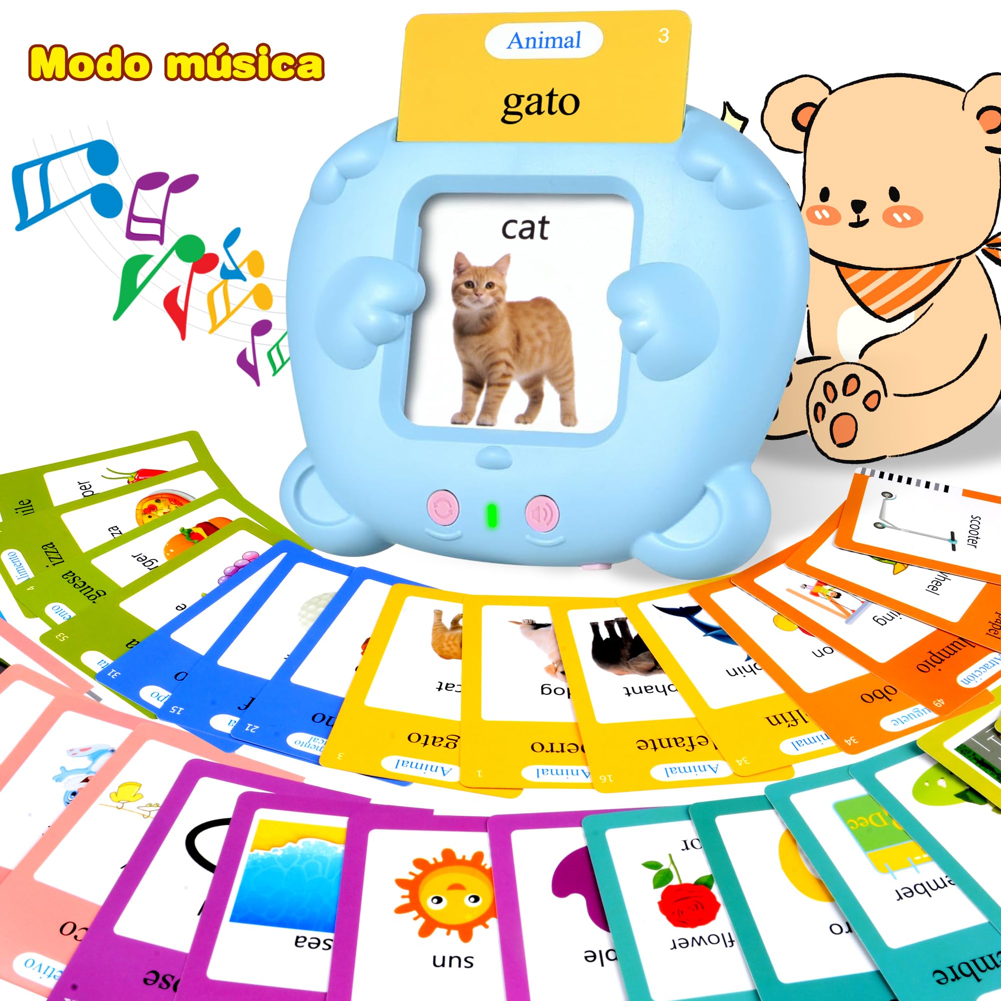 510 Cartes Flash parlantes pour Enfants Bleu