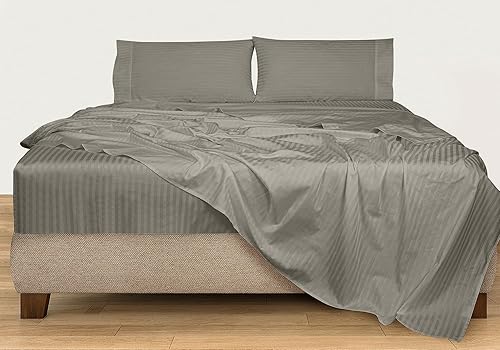 Miniatura 7 de ROYALE LINENS Juego de sábanas de 300 hilos 100% algodón peinado de fibras largas, sábanas de 4 piezas tamaño Queen, 1 sábana bajera, 1 encimera y 2