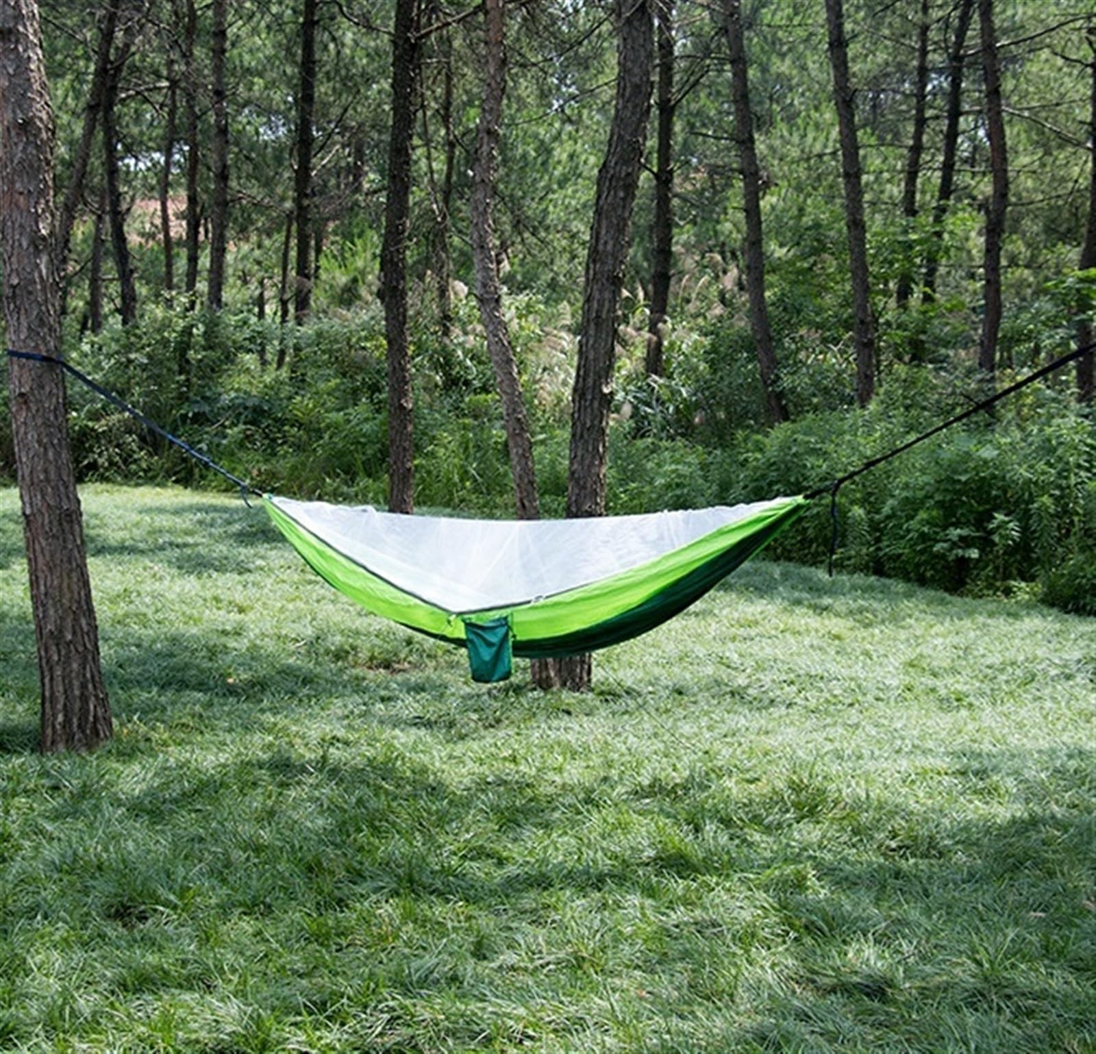 Hamak Ultralekki, Hammock Hamak Kempingowy 290x140 Cm, Niezbędnik, Lekki Przenośny Podwójny I Pojedynczy Z Paskami Na Drzewo na Kemping, na Zewnątrz(B)