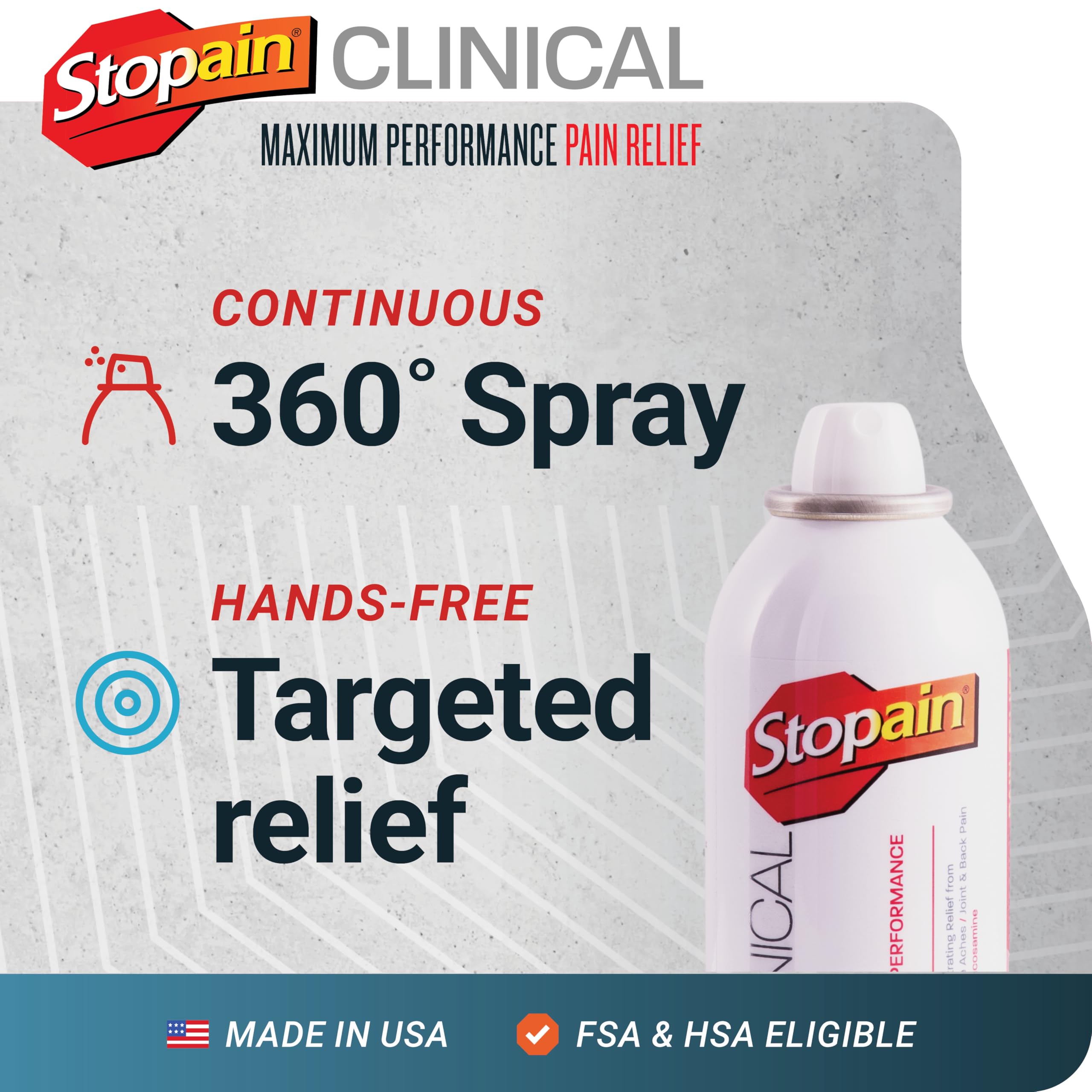 Stopain Clinical 10% Menthol Pain Relief Spray (4 oz), Professional Strength Topical Analgesic for Back, Knee, Joint and Arthritis Pain Relief, Made in USA — Amazon image 4