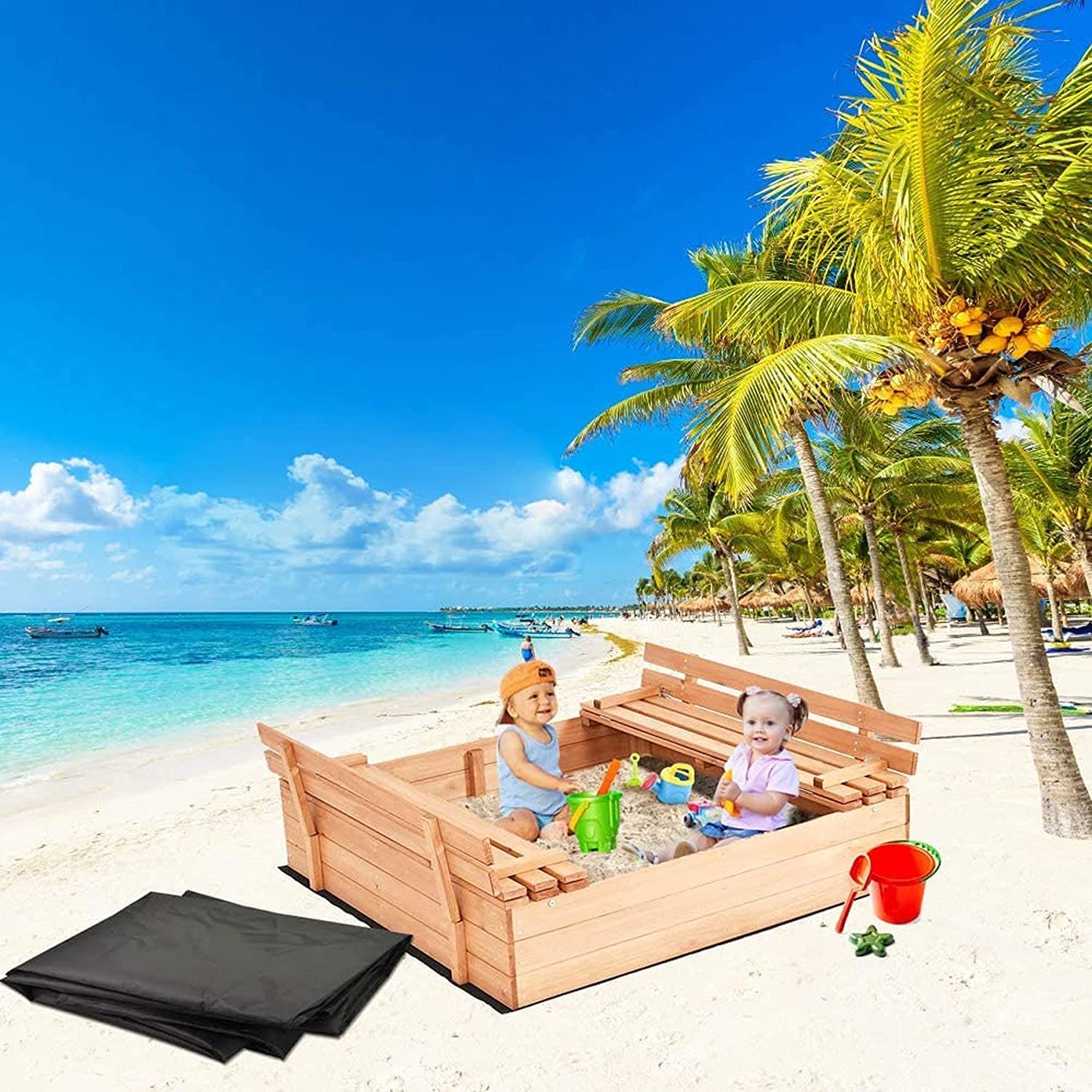 Housse De Bac à Sable,Couverture De Bac à Sable ,Bâche De Protection Carreeavec Cordon De Serrage 120x120x20cmpour Bac A Sable Piscine Jardin Ou Ferme Noir 210296636