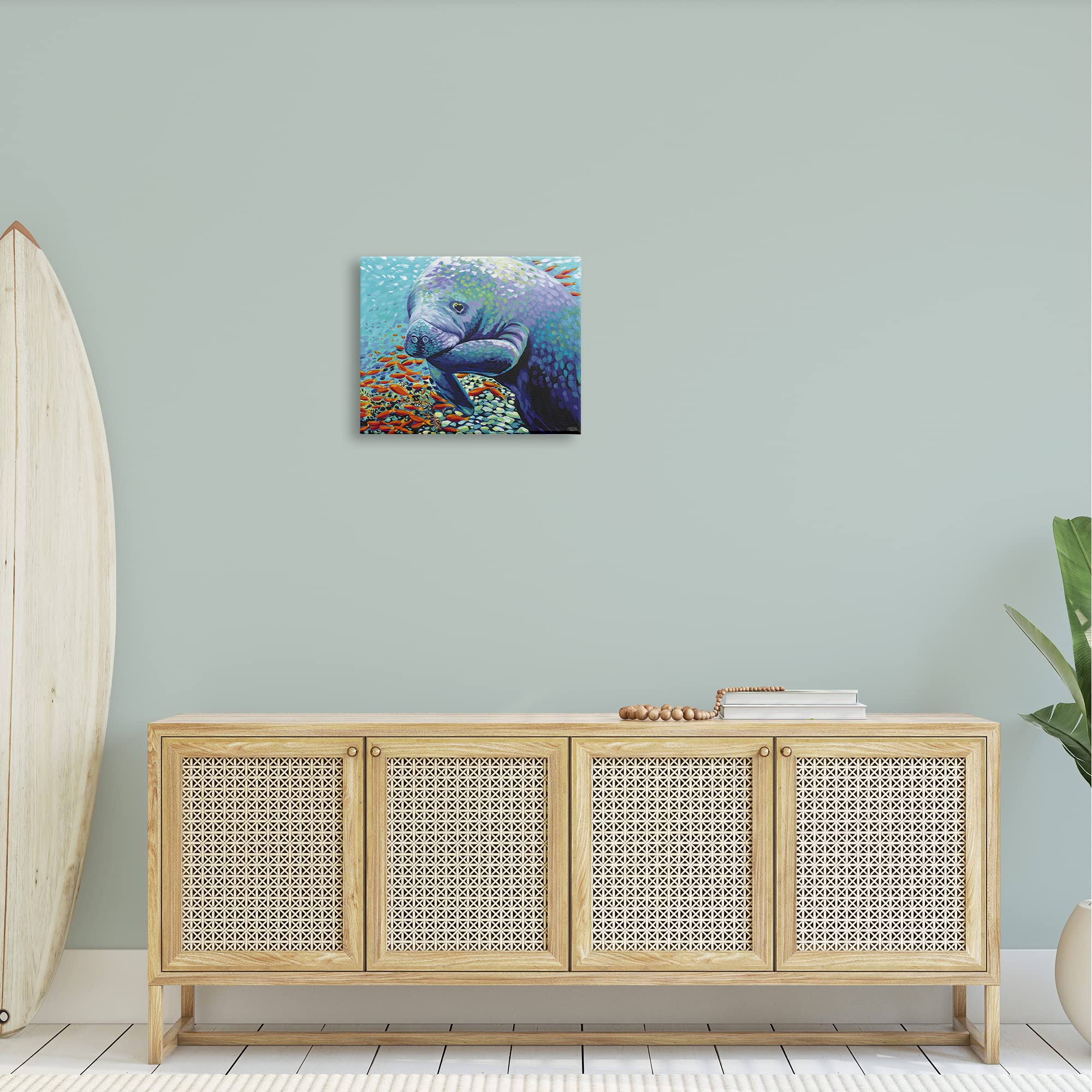 Stupell Industries Underwater Manatee Impressionist Canvas Wall Art, Design by Carolee Vitaletti