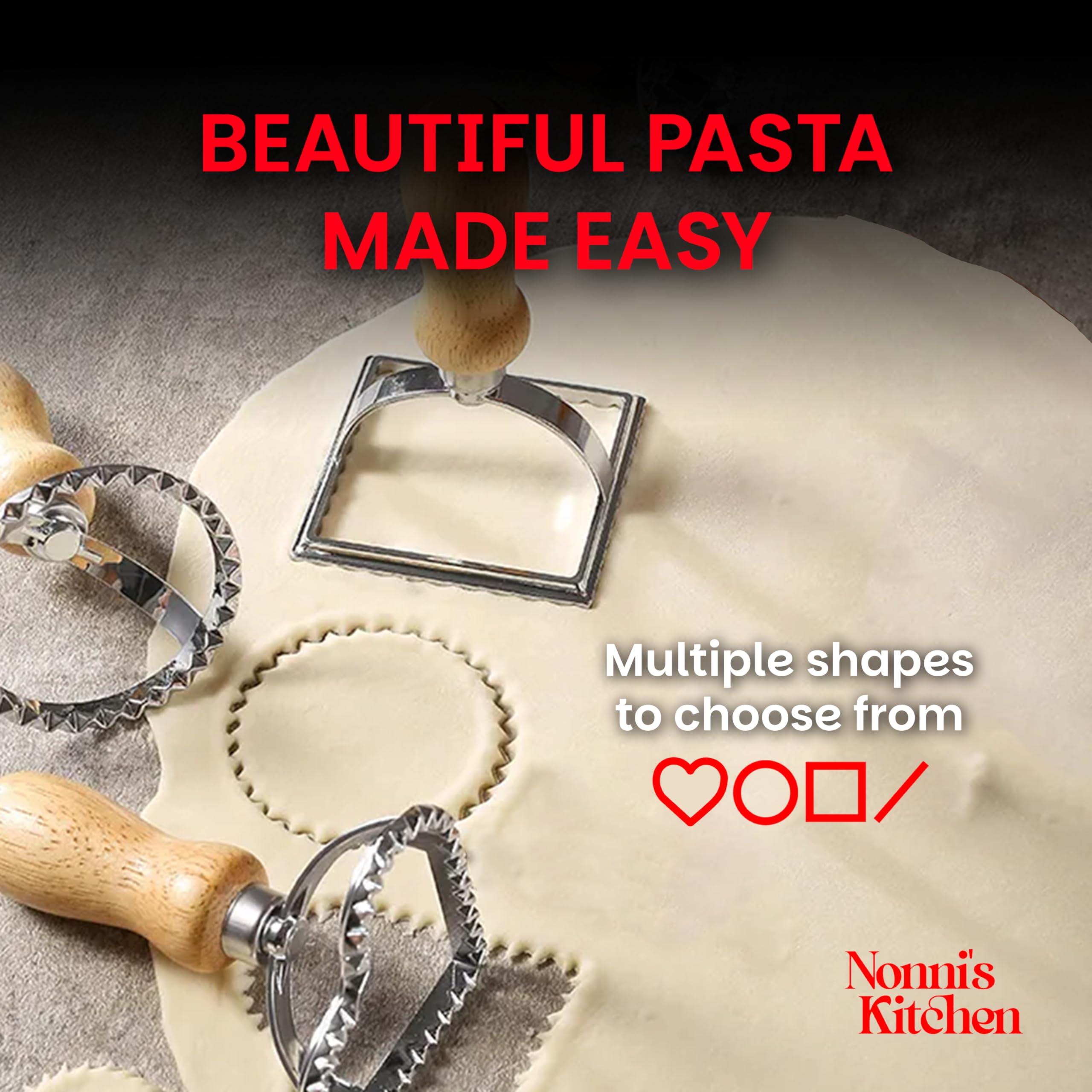 Nonni's Kitchen Máquina manual para hacer pasta, rodillo de pasta de acero de 150 mm con 3 sellos de pasta, 9 ajustes de grosor ajustables, estante de secado de pasta, cortador para lasaña, fettuccine