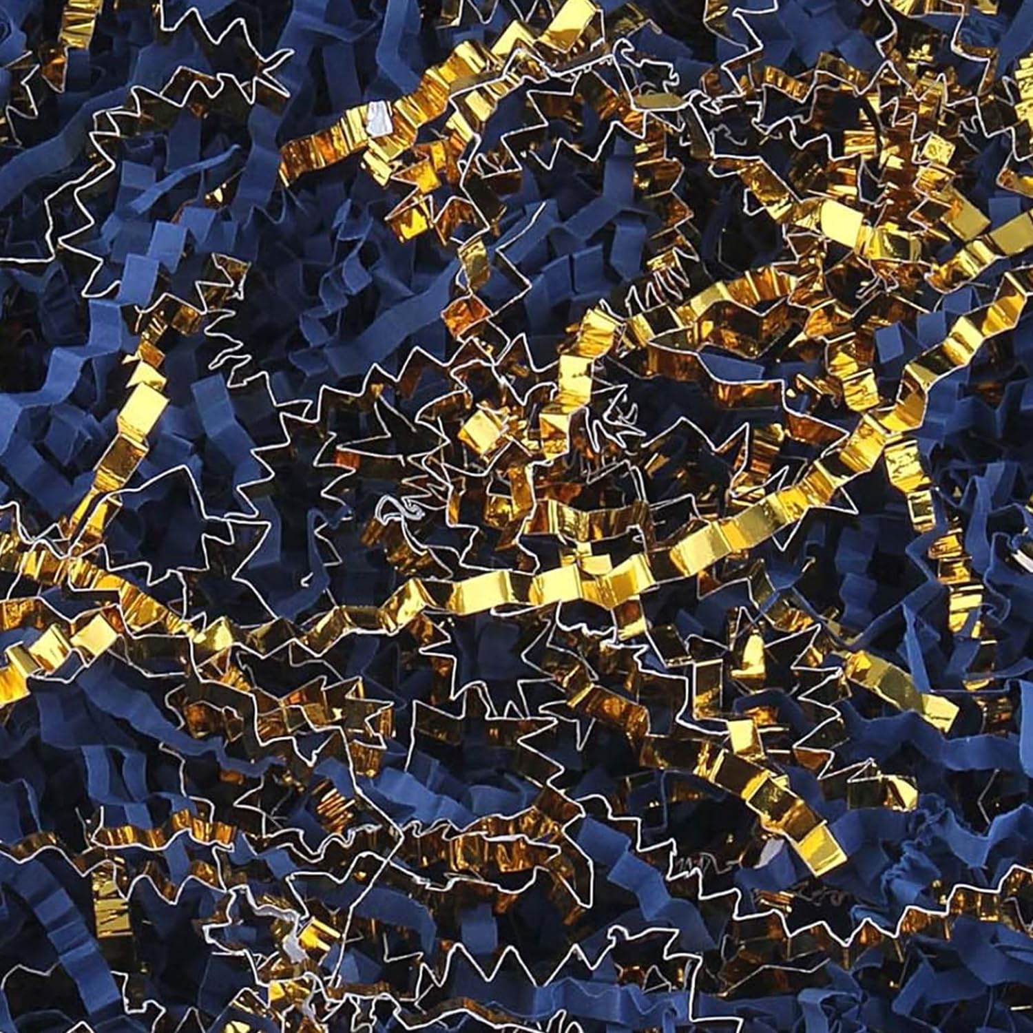 Crinkle Cut Paper Shred Filler for Gift Wrapping, Shredded Paper for Basket Filling,Mixed Colors Gift Box Filler for Easter, Birthday, Christmas, Thanksgiving, Wedding, Mother's Day(Royal Blue&Gold)