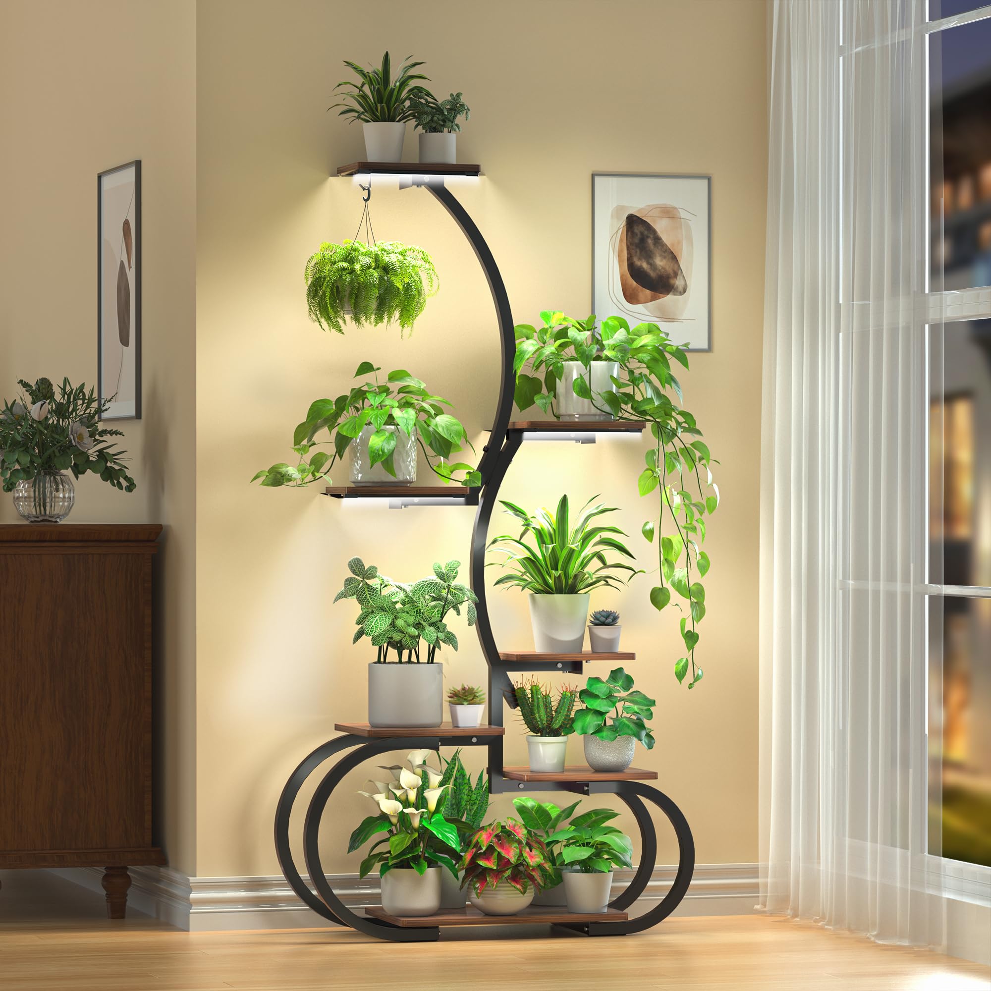 Étagère lumineuse pour plantes d'intérieur de 160 cm à lampes intégrées