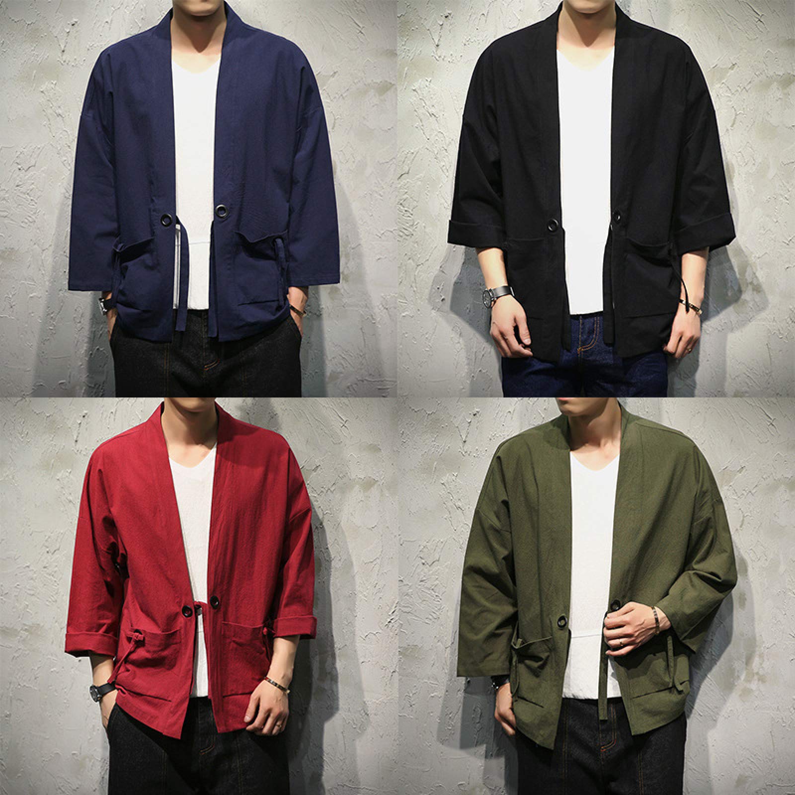 Kimono Haori Japonais Pour Homme - Veste Ouverte En Coton, Style Samouraï - Pour Maison, Déguisement, Détente