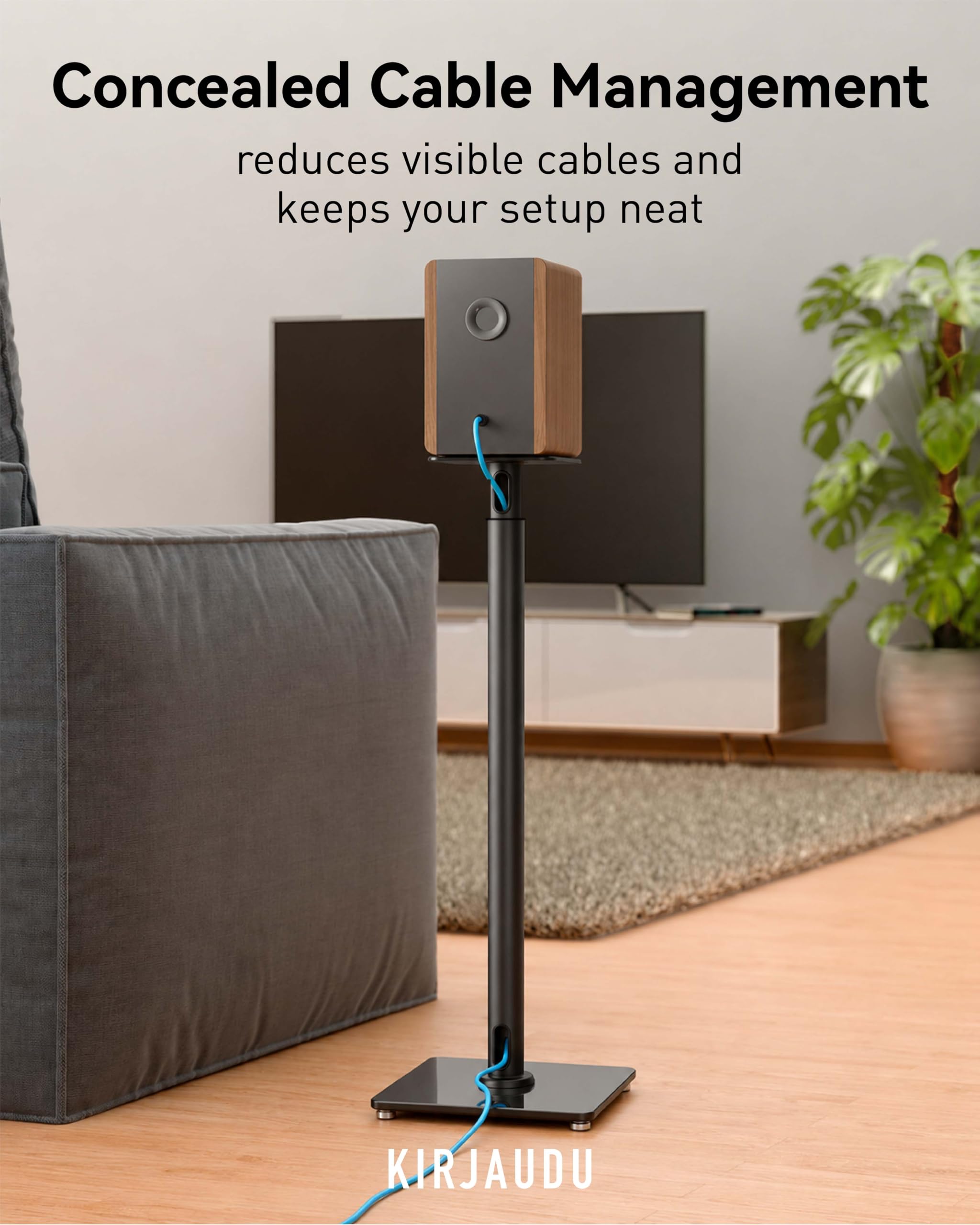 Coppia di supporti per altoparlanti, altezza regolabile 75–95 cm, supporti da pavimento in metallo per diffusori da scaffale, satellite e surround, gestione cavi, 25 kg