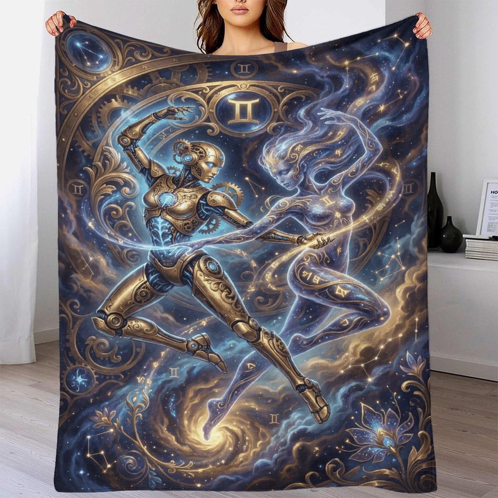 H3B8U2Y5 Gemini Zodiac for for Flannel Throw Blanket, Car Travel Couch
