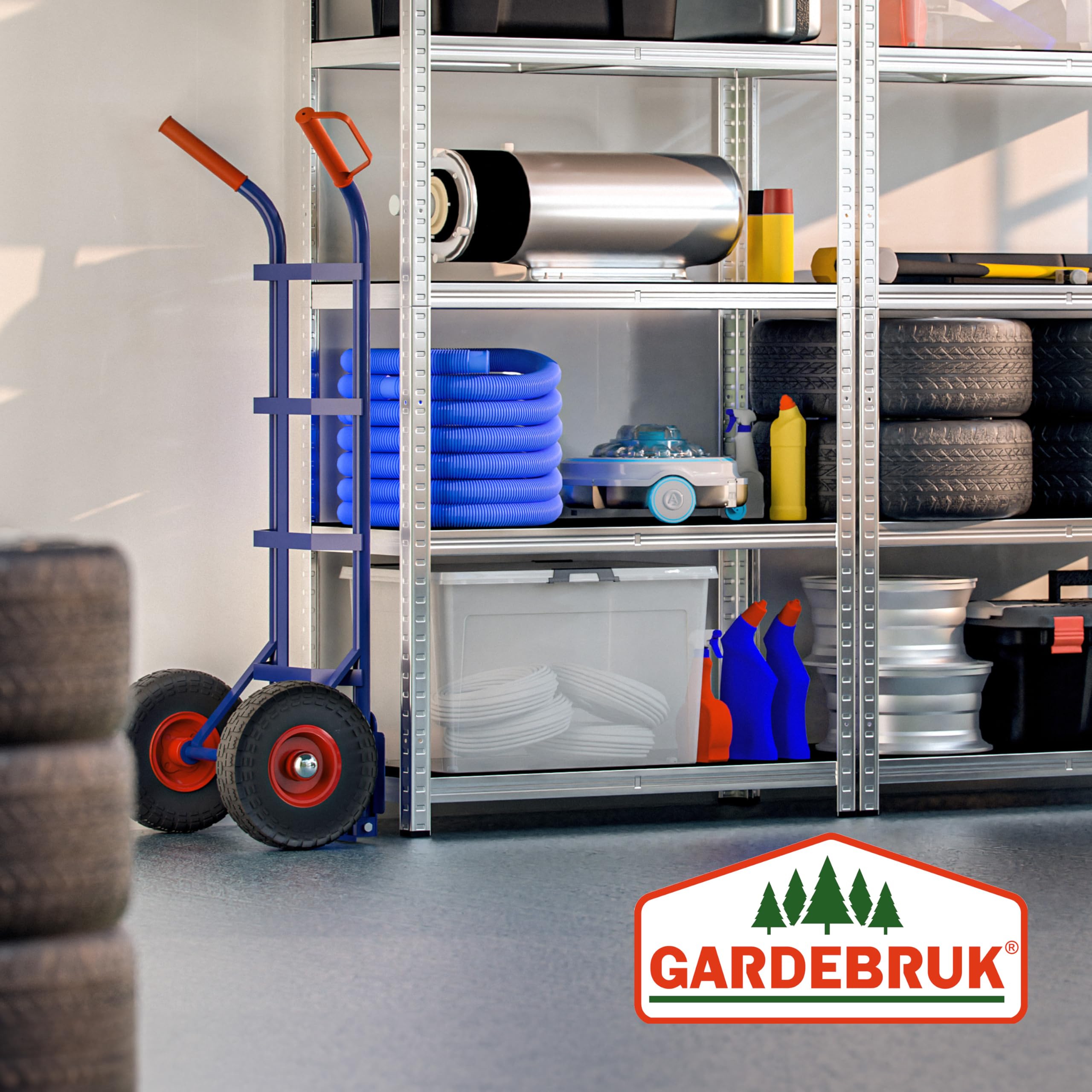 GARDEBRUK® Carrello Portapacchi Pneumatici in Gomma Piena PU Pieghevole 200 kg in Acciaio Carrellino da Trasporto