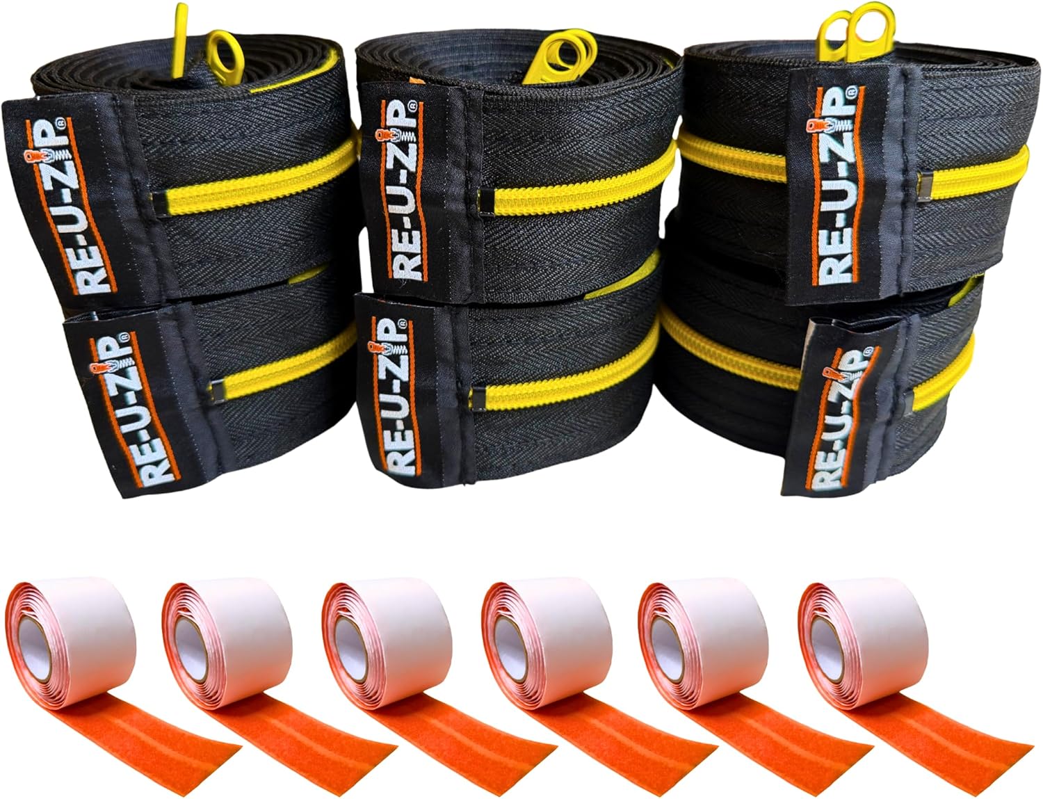 RE-U-ZIP® Reusable Dust Barrier Zipper | Fail-Safe™, Replaceable & Lockable | Cost-Effective for Single or Repeated Use | 6-Pack