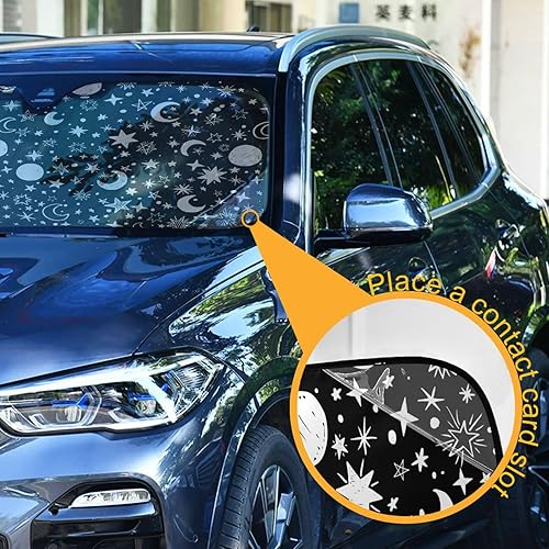 Vista 78 de Gredecor Parasol para parabrisas, diseño hippie y bohemio, hongos mágicos, parasol para automóvil, bloquea los rayos UV y protección contra