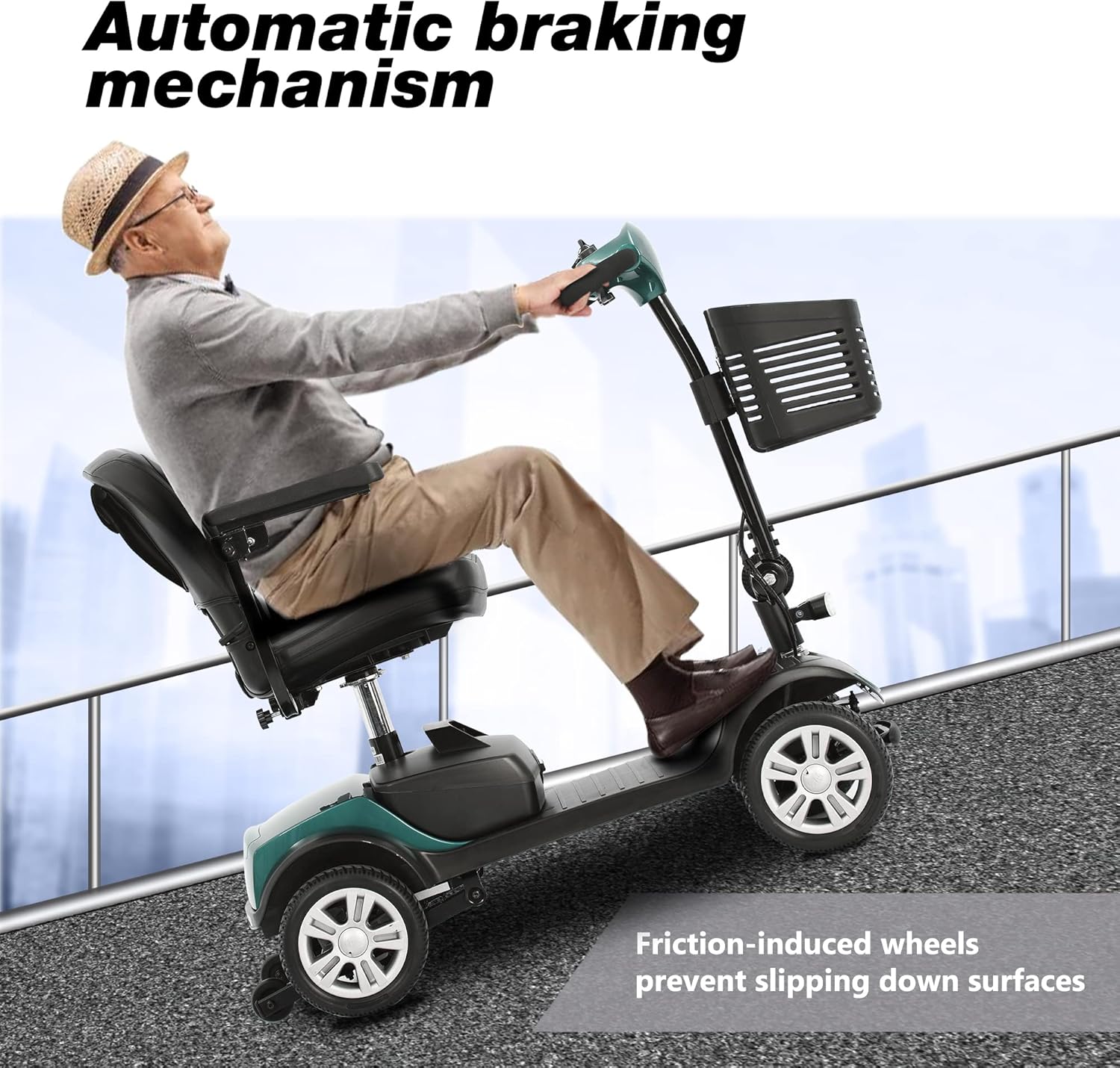 Folding Mobility Scooter for Seniors 4 Wheel Scooter for Adults Electric Medical Scooter Compact for Travel - Electric Powered Wheelchair Device - Compact Heavy Duty Mobile : Health & Household