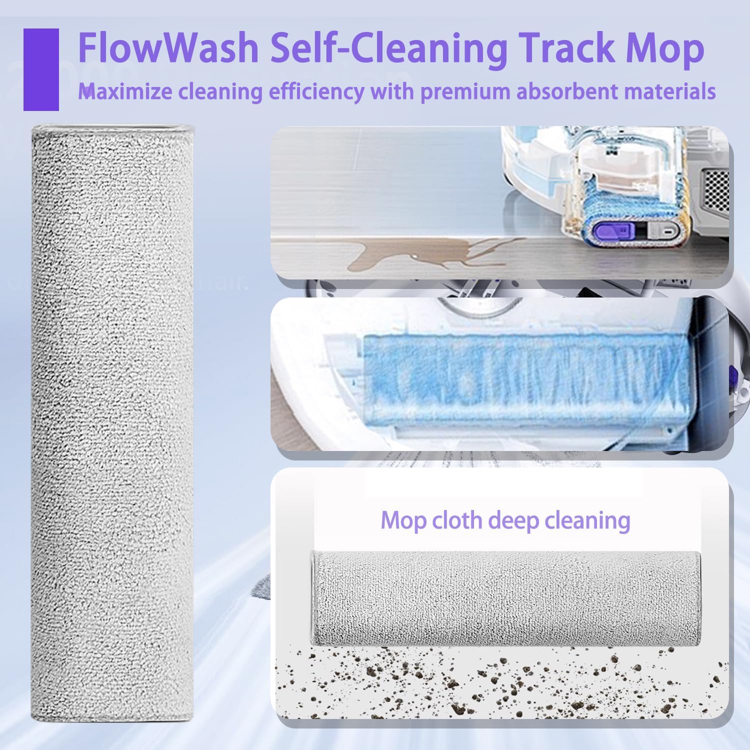 Replacement Accessories Kit Compatible with Narwal Flow Robot Vacuum Cleaner Parts 2 Main Brush 4 Track Mop Cloth 4 HEPA Filter 6 Dust Bag 6 Side Brush