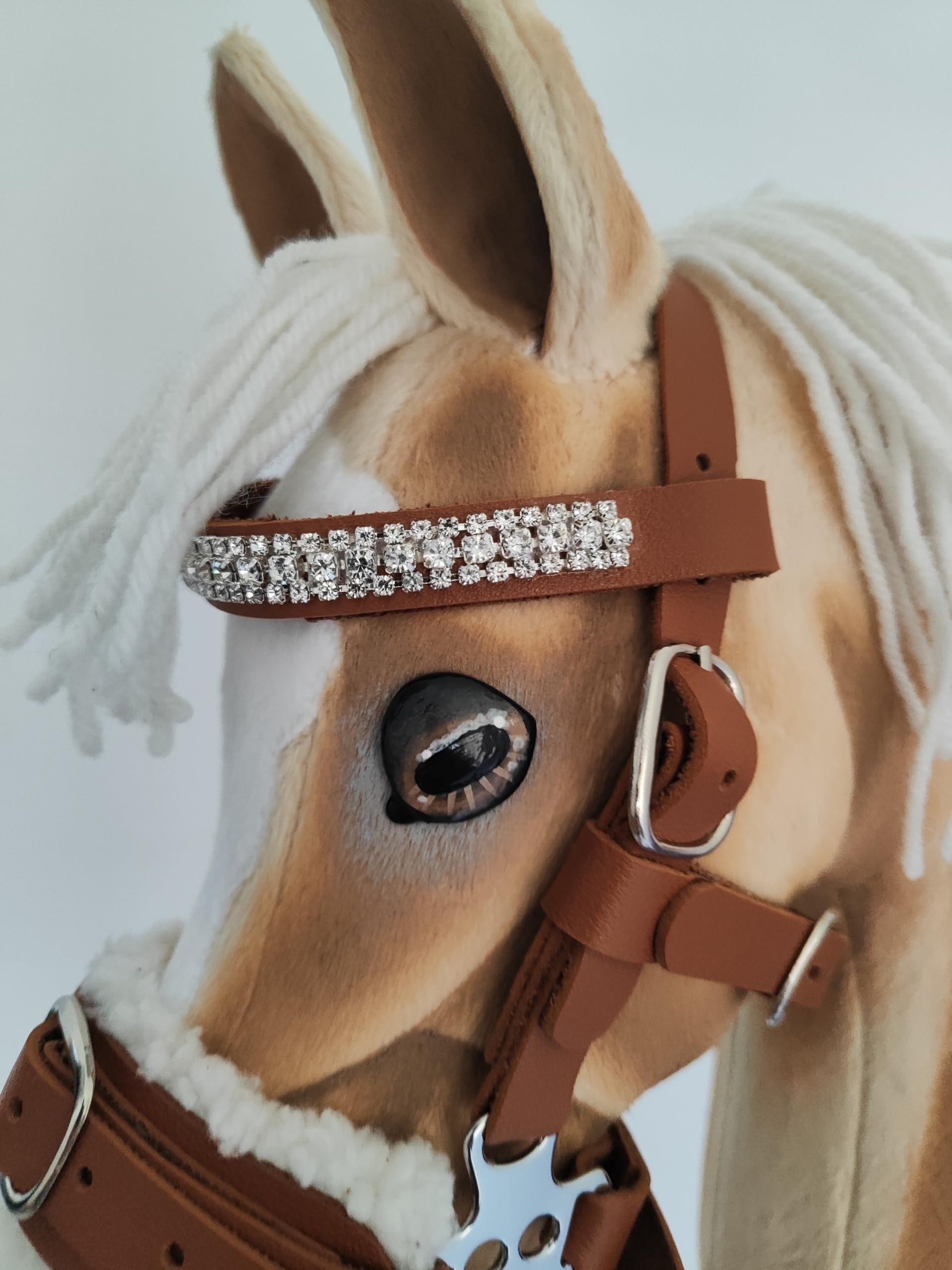 Bride de Hobby Horse Hakamore avec rênes et Doublure en Fourrure, Accessoires pour Cheval Jouet, Mors de Jouet, Mors pour hobbyhorsing, sans Cheval