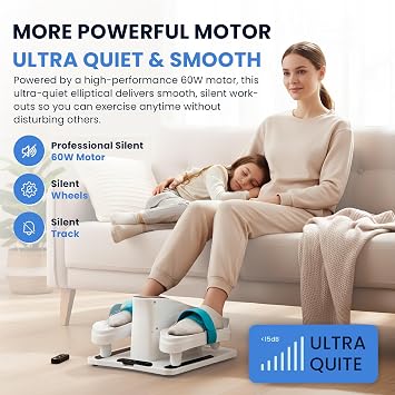 Under Desk Elliptical Machine - Electric Sitting Pedal Exerciser for Seniors and Adults, Quiet Compact Ellipse Leg Exerciser with Control