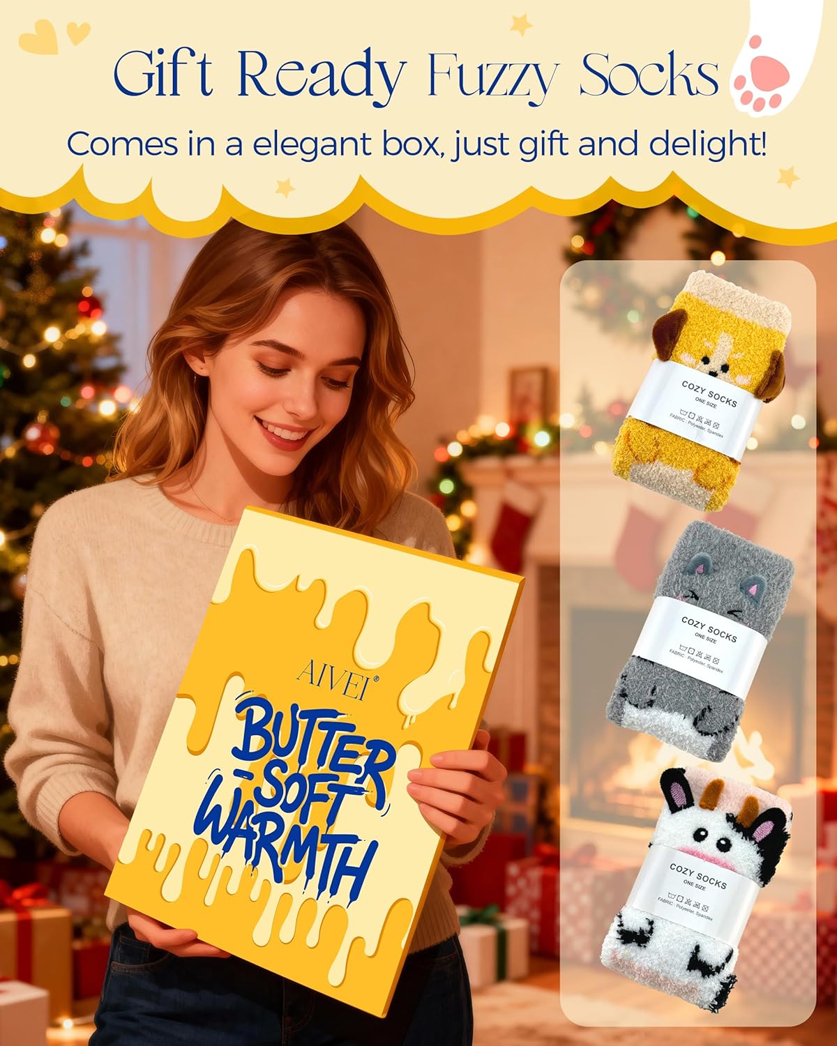 Valentines Galentines Day Gifts for Women Buttery Soft Fuzzy Socks, Cozy Comfy Warm Fluffy Cute Slipper Socks - Image 3