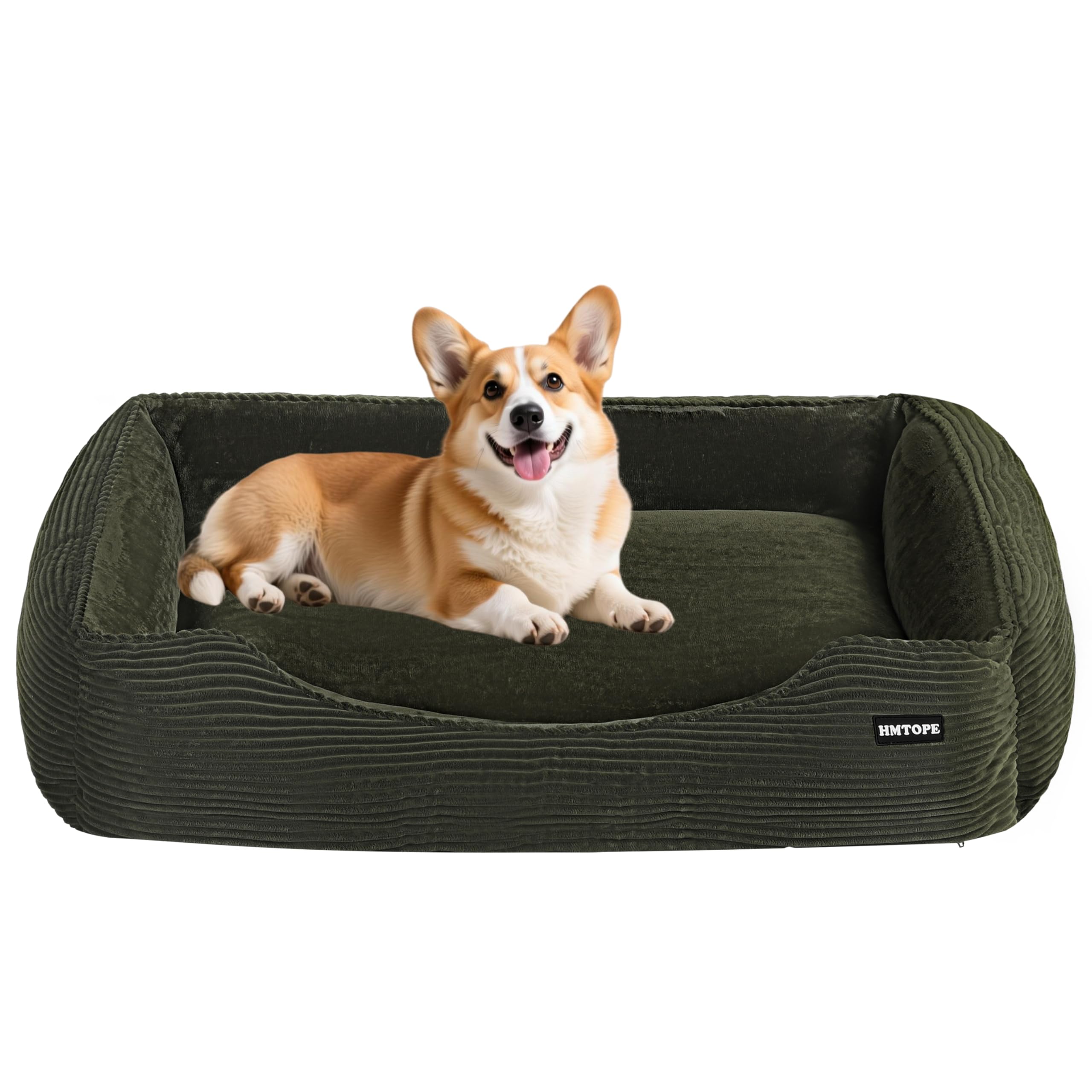 HMTOPE Hundebett, Hundesofa, Hundematte aus Cord, S/M/L, rutschfest, Abnehmbar und Waschbar, Weich und Atmungsaktiv
