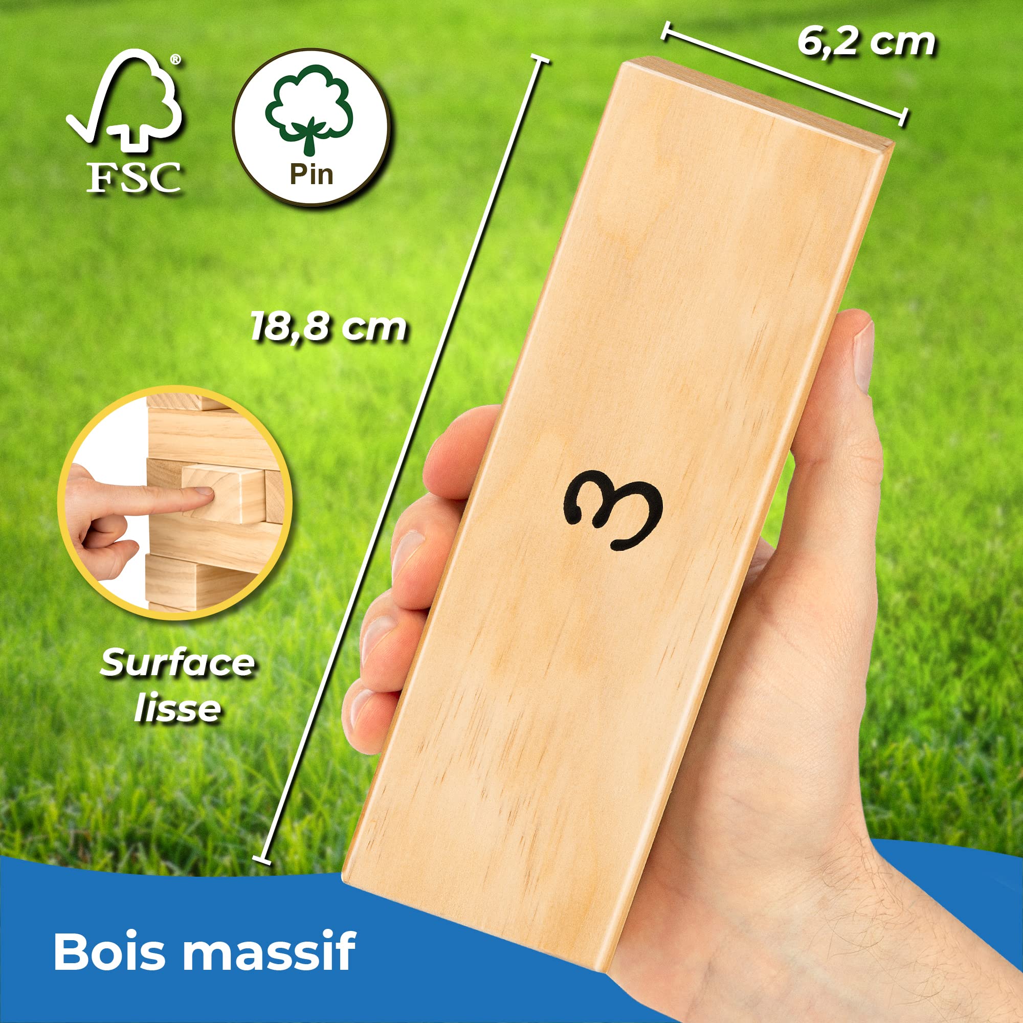 Toyfel Riski tour à bascule XXL bois certifié FSC avec 54 modules