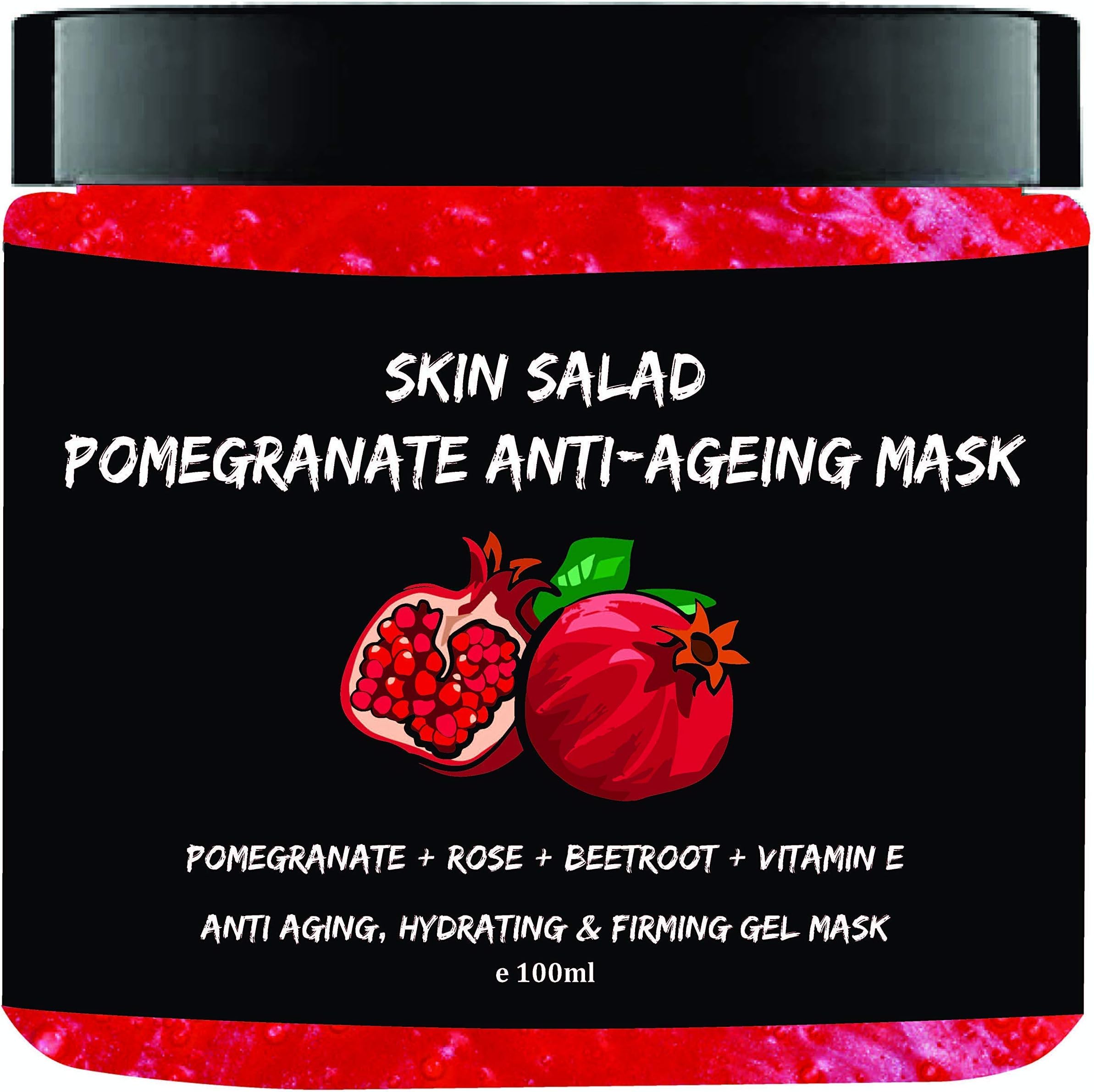 SkinSalad Pomegranate Anti Aging Gel Paraben-Free Face Mask with Beetroot, Rose and Vitamin E , 100ML