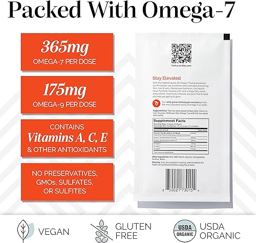 Miniatura 5 de sibu Omega-7 Softgels, Premium Organic Himalayan Sea Buckthorn Oil (120ct, 60 Day Supply)  Supplement for Healthy Skin, Hair, Nails and Dryness