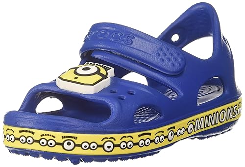 crocs Boys Crocband II PS Sea Blue and White Rubber Sandals and Floaters