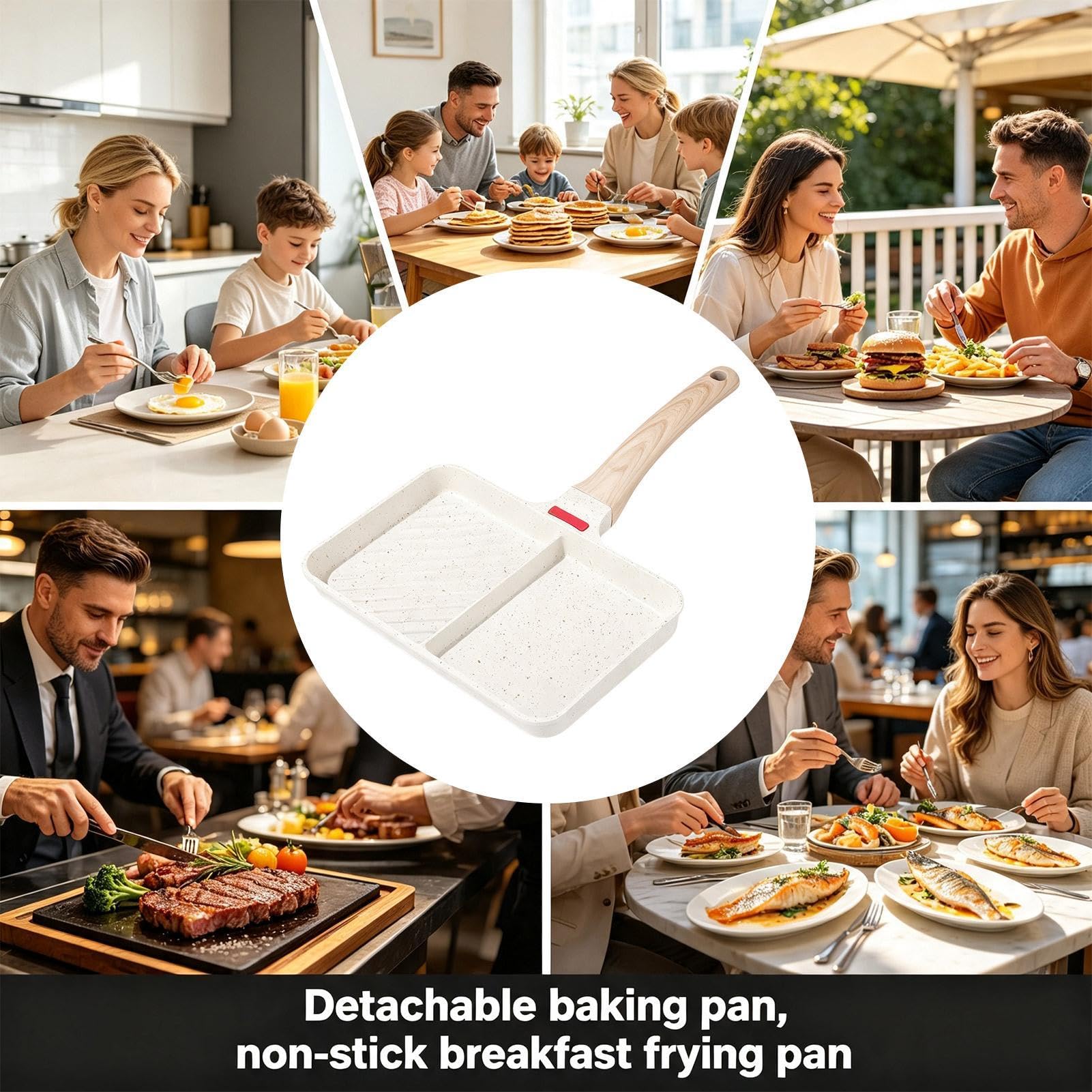 Generico Padella per Omelette Mini Padella Quadrata Antiaderente Leggera e