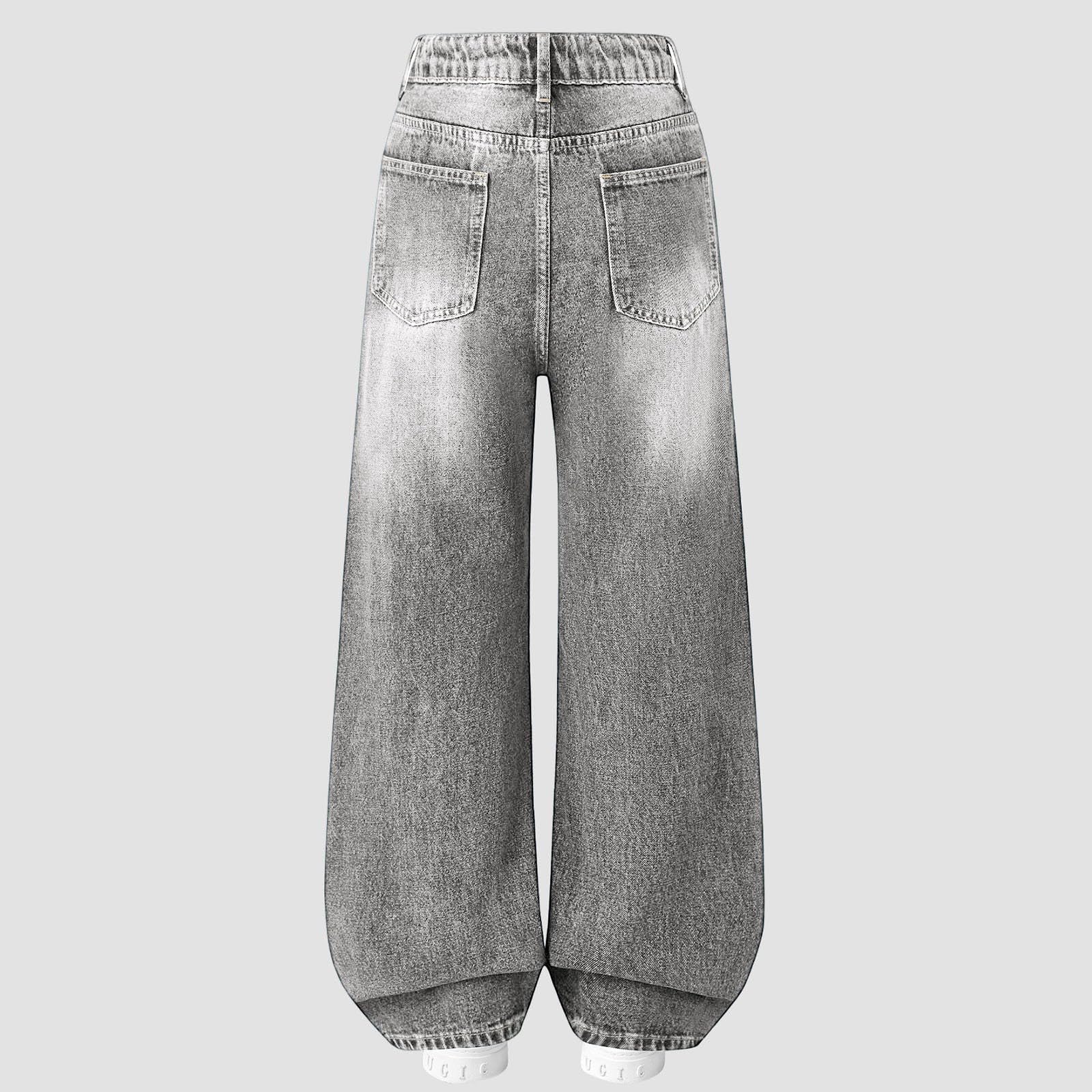 Pantaloni Larghi in Denim per Ragazze, Comodi Pantaloni Casual in Tessuto Morbido ed Elasticizzato per Il Gioco Quotidiano