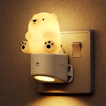 LOHAS-LED Night Light, 3D Bear Night Light Plug in Wall, Dusk to Dawn Sensor, RGB + Warm White 3000K, Nightlight for Bedroom, Hallway, Stairs, Kitchen, Toilet, Bathroom