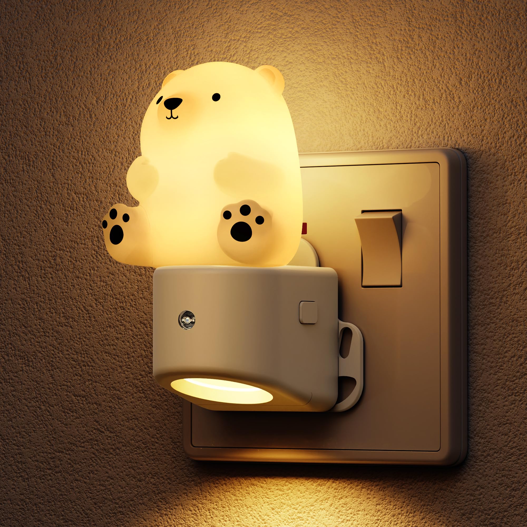 LOHAS-LED Night Light, 3D Bear Night Light Plug in Wall, Dusk to Dawn Sensor, RGB + Warm White 3000K, Baby Nightlight for Hallway, Nursery, Bedroom, Kids Room, Toddler — image 1