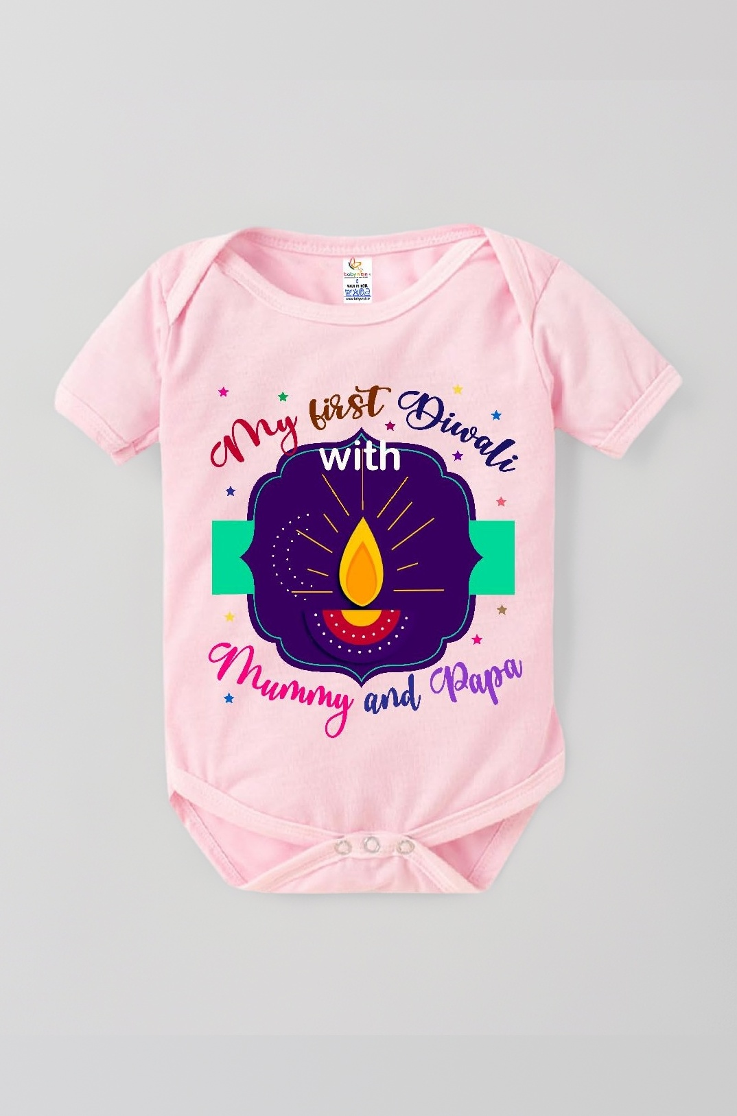 baby wish Baby Diwali Bodysuits Newborn Deepawali Romper Half Sleeve Unisex Romper My First Diwali with Mummy & Papa