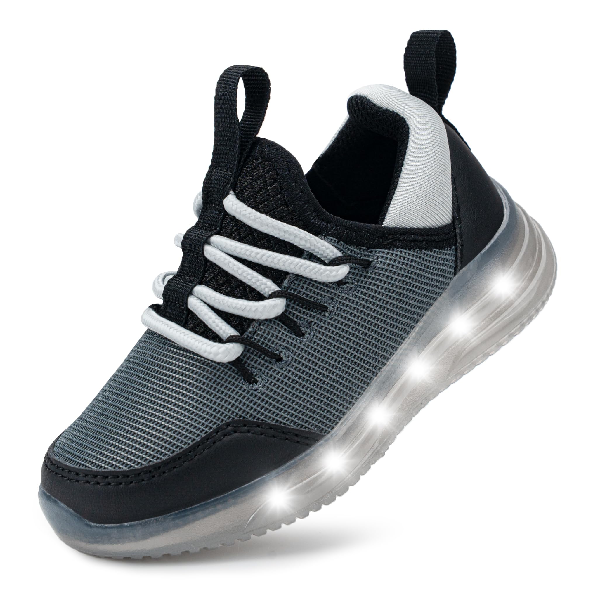 YESKIS Toddler Boys Girls Light up Shoes Slip-On Tennis Sneakers Casual | LED Flashing, Breathable Mesh, Non-Slip Jelly Soles, Lightweight Comfort Walking Running Shoe School Toddler, Little Kids