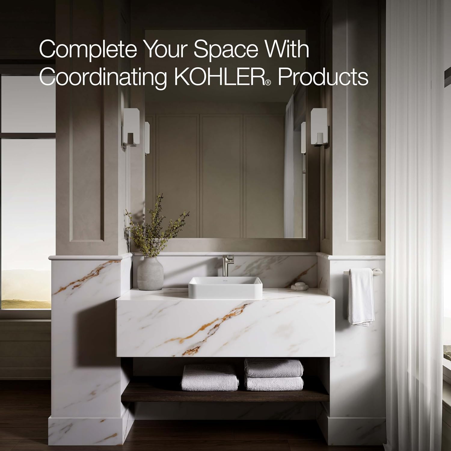 KOHLER 2661-0 Vox Square Vessel Bathroom Sink, Vitreous China, 16-1/4" W X 16-1/4" L, White