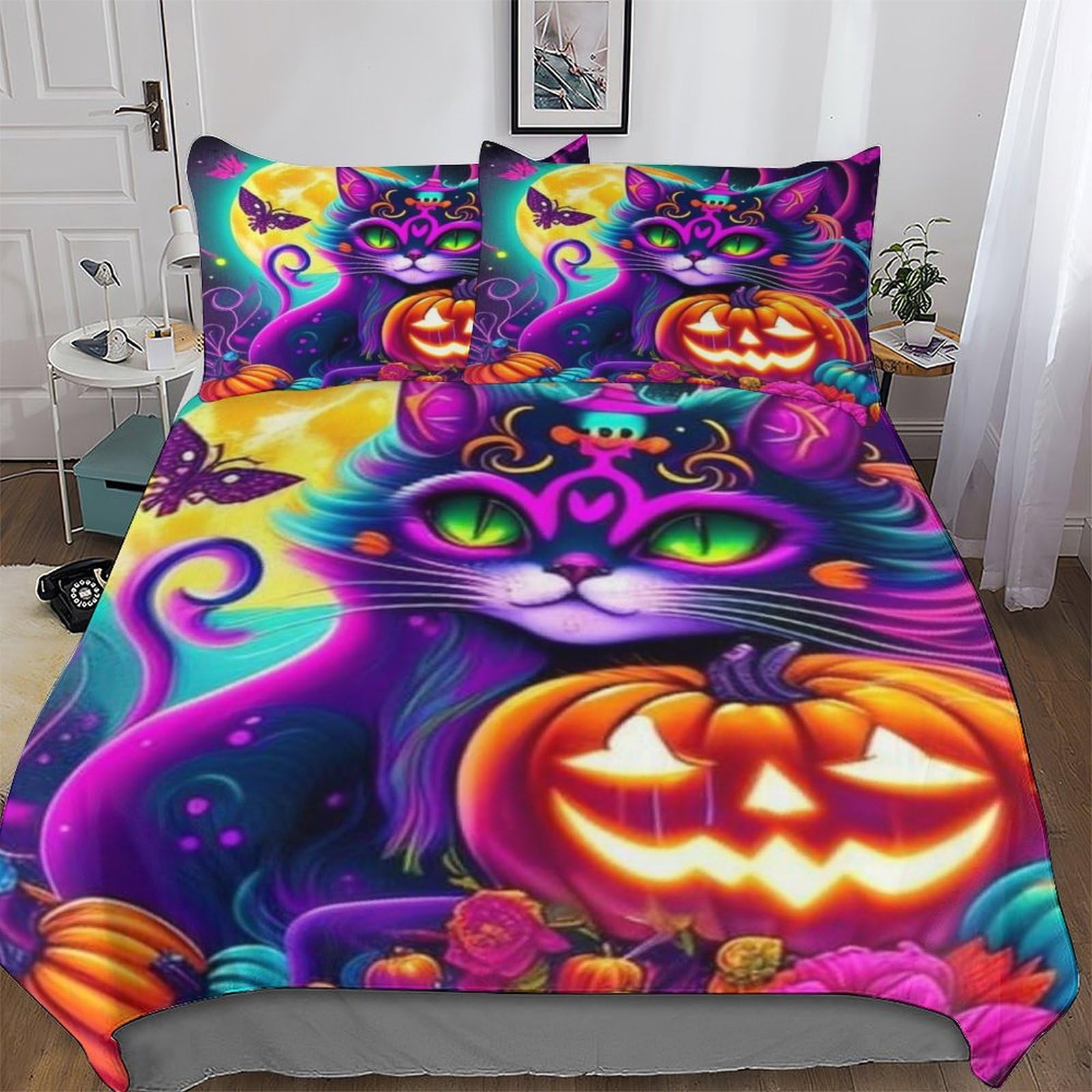 Ggjjtt Halloween Pumpkin-2 Halloween Pumpkin Duvet Cover Set Microfibre Soft Quilt Covers Easy Care Cover Bedding Sets With Pillowcase For Teen Adult Kids Single135x200cm