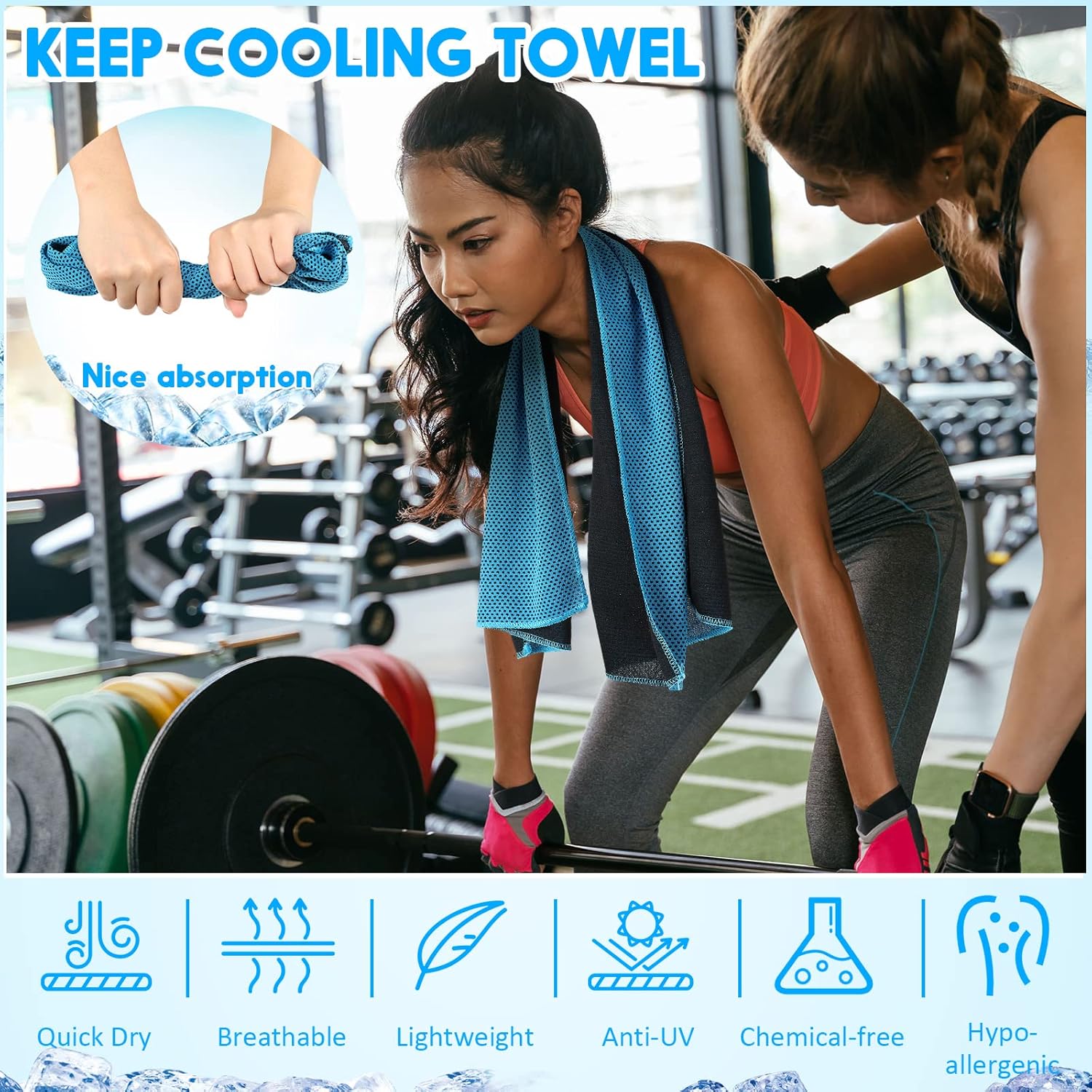 Redbaker 20 Pack Cooling Towel for Neck and Face Hot Weather 40'' x 12'' Soft Breathable Chilly Ice Towel with Bag Microfiber for Yoga Gym Men Women Workout Travel Camping(Light Blue) - Image 4