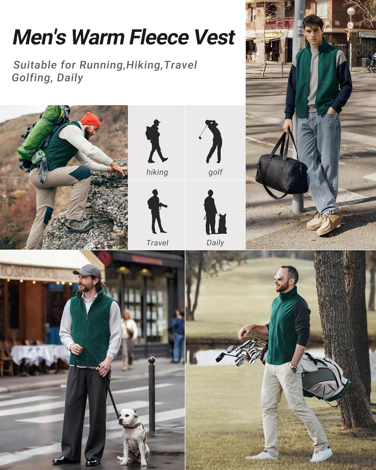 Outdoor Ventures Men's Full-Zip Polar Fleece Vest Outerwear Lightweight Warm Casual Sleeveless Jacket for Fall & Winter - Image 7