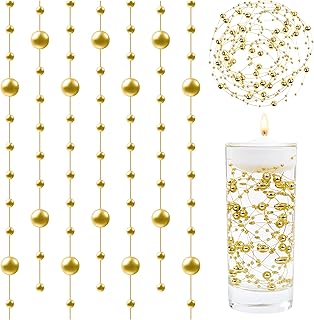LAIDANLA 30 Pcs Gold Artificial Floating Pearls for Vases Faux Pearl Beads String for Garland Vase Filler Floating Candle Wedding Holiday Party Table Centerpiece Vases Decor