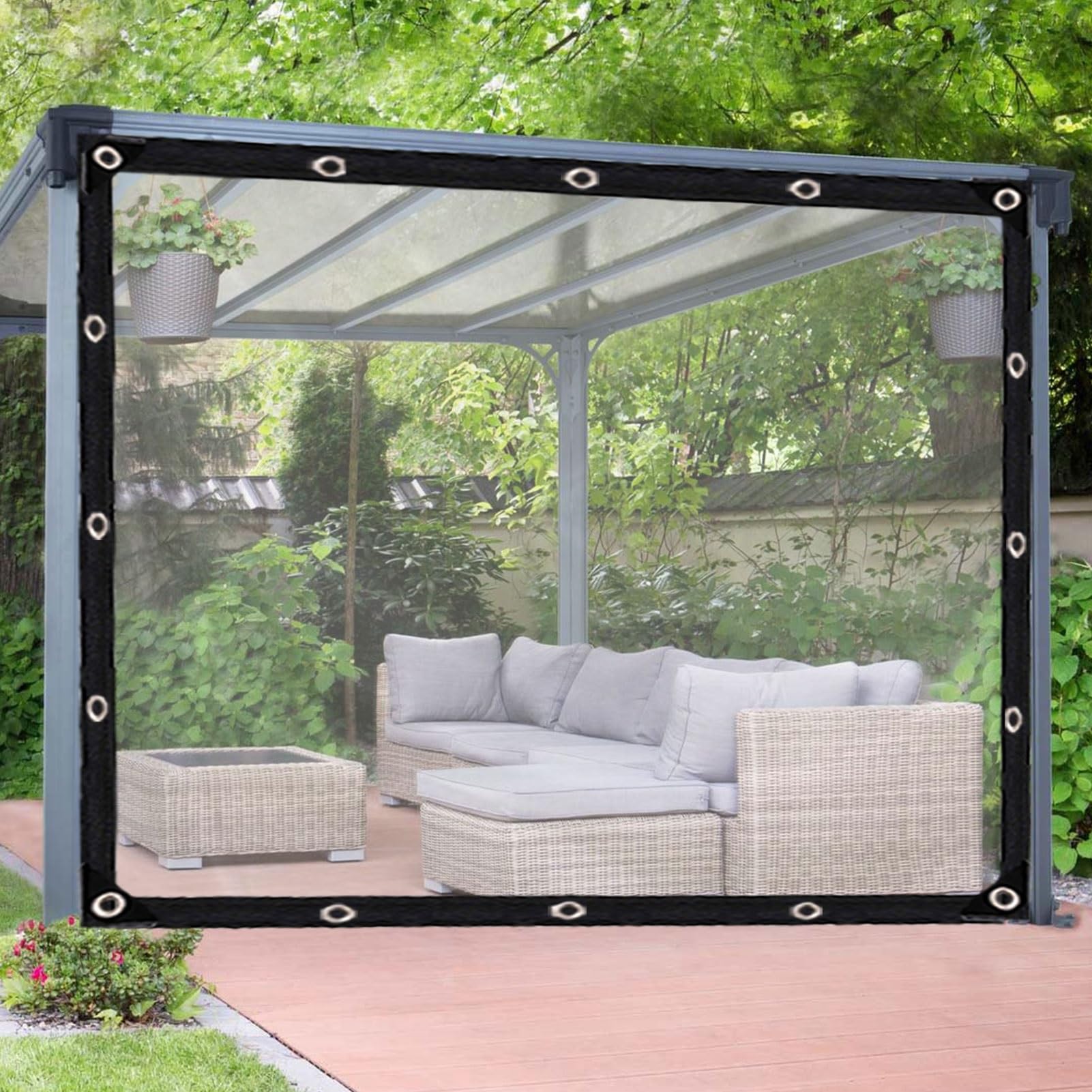 Lona plegable transparente para evitar lluvia en el cenador lona gruesa impermeable