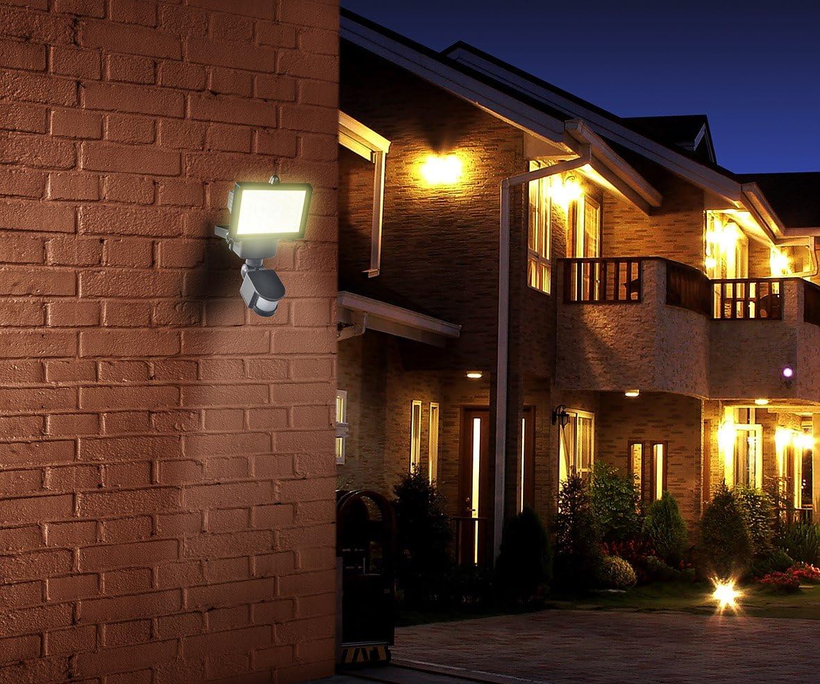 108 SMD LEDs Bright Outdoor Solar Powered Motion Sensor Activated Security Light, 1100 lumens, Time and 3 Intelligent Modes Adjustable, Solar Panel with 15FT Extend Cable