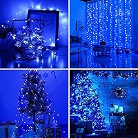 Vista 54 de RUICHEN Guirnalda de luces LED con cable plateado de 99 pies, 300 luces LED con carrete, color naranja