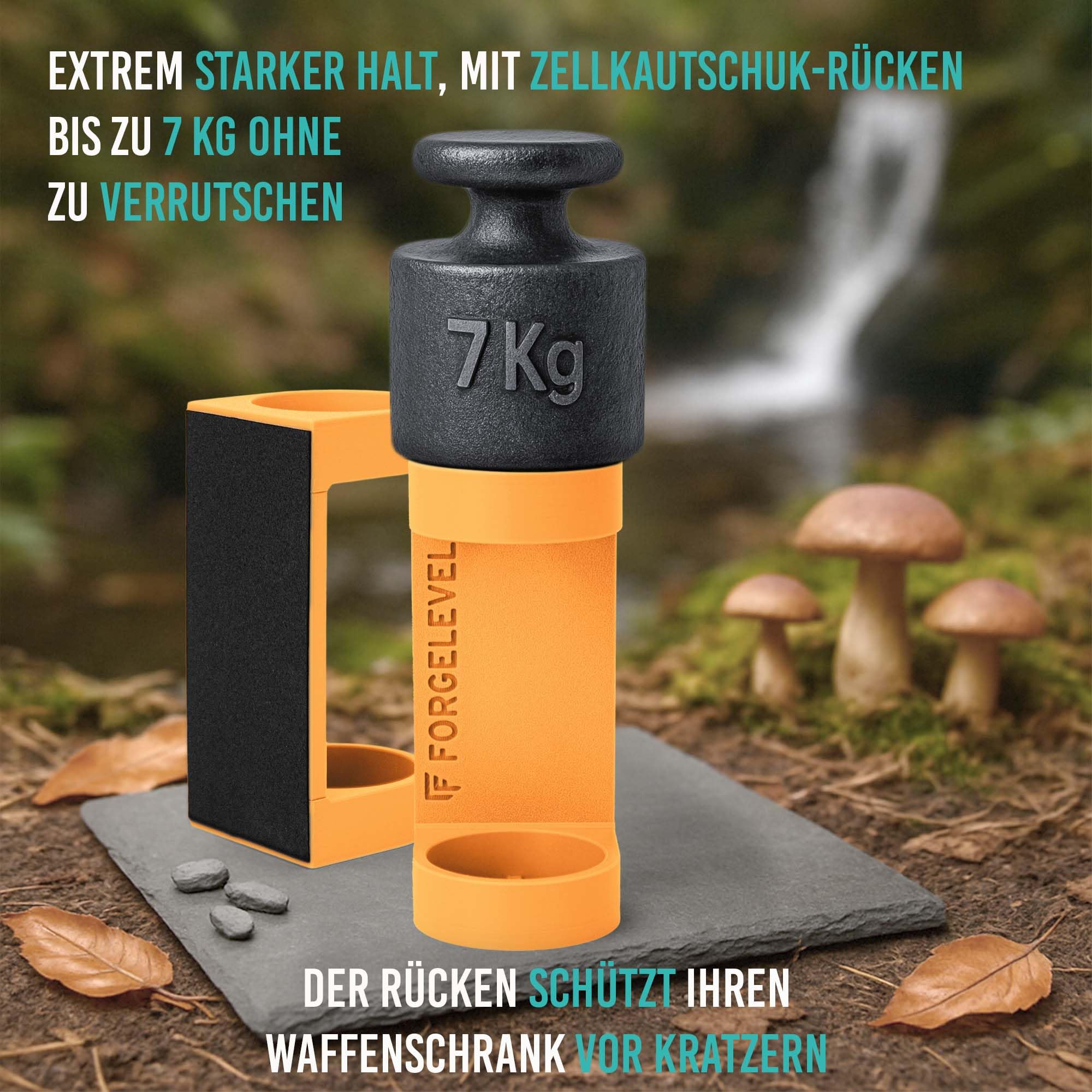 Mutus Schalldämpferhalter – magnetisch, Zellkautschuk-Rücken (bis 7 kg), belüftete vertikale Lagerung, passend mit Cover, Made in Germany, mehrere Größen & Farben