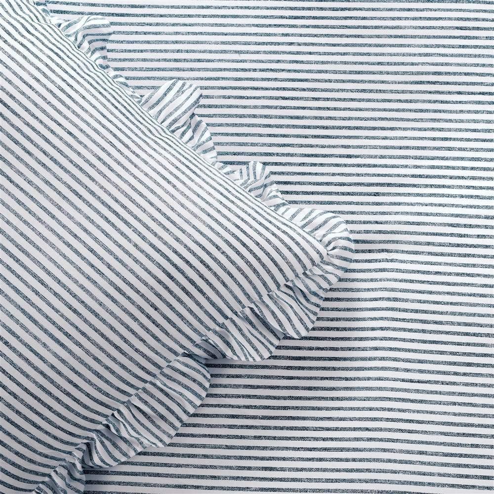 Lush Decor Ticking Stripe Bedspread Full Size 3 Piece Set Navy - Ruffle Bedding Set Full Bedspreads - Kids Bedding - Farmhouse & Coquette Decor