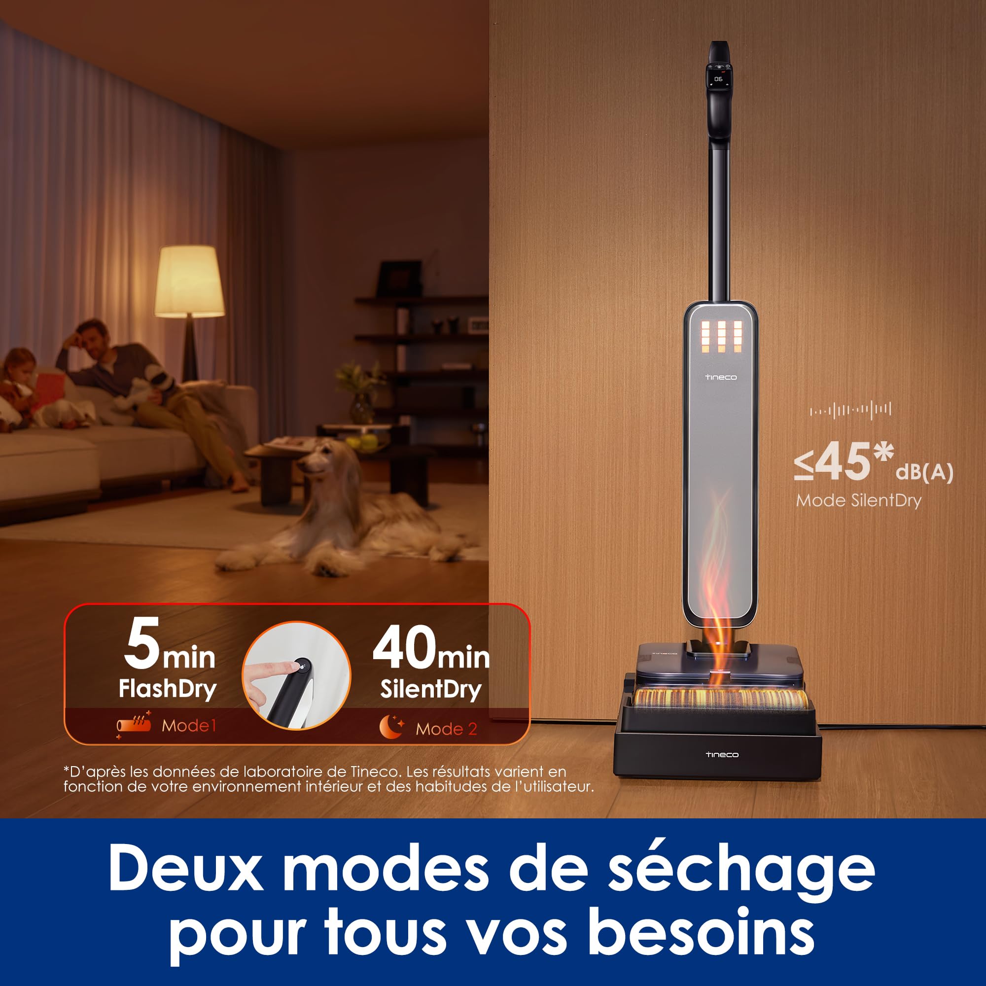Tineco Floor One S9 Scientist Aspirateur Laveur StreakFree HydroBurst SmoothDrive 360° Anti-emmêlement DualBlock FlashDry 85°C autonomie 80min Nettoyage Bords 3 Faces 180° à Plat