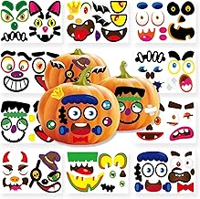 DECYOOL 96 Pieces of Mini Halloween Pumpkin Face Stickers,Mini Pumpkin Decorating Stickers for Kids Halloween Party Favors Trick or Treat Party Supplies 48 Sheet