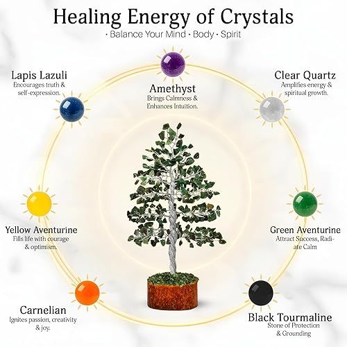 Miniatura 3 de Árbol del dinero FASHIONZAADI con piedras preciosas, bonsai hecho a mano para el equilibrio de los chakras, sanación o reiki, árbol espiritual para