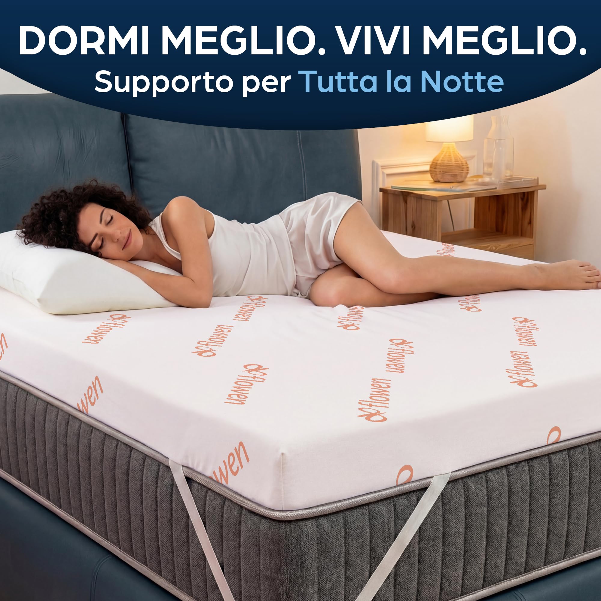 Topper Matrimoniale 160x190 in Foam per Materasso Correttore Alto 6 cm con Rivestimento Sfoderabile e Lavabile Futon Top per Letto e Divano Letto per Massimo Comfort e Sonno Migliore
