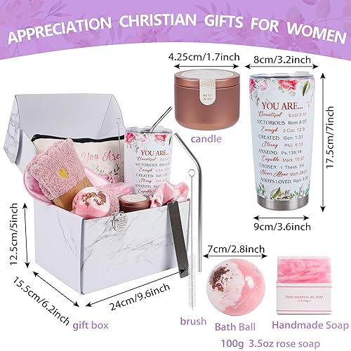 Miniatura 2 de Kolewo4ever 12 piezas de regalos cristianos para mujeres, juego de regalo inspirador para mujeres, cesta de regalos católicos religiosos