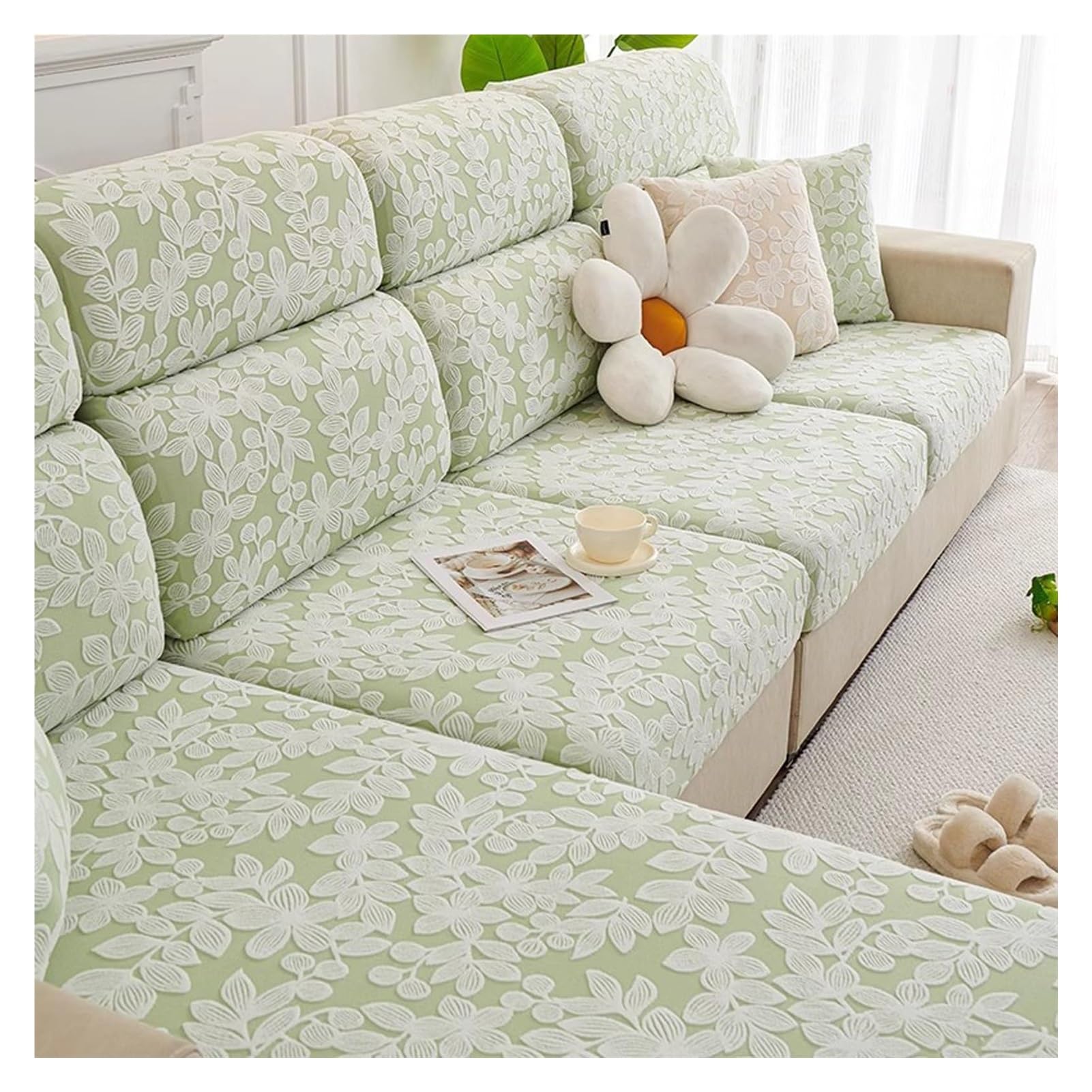 Housse de coussin de canapé extensible velours pour cacher l'usure