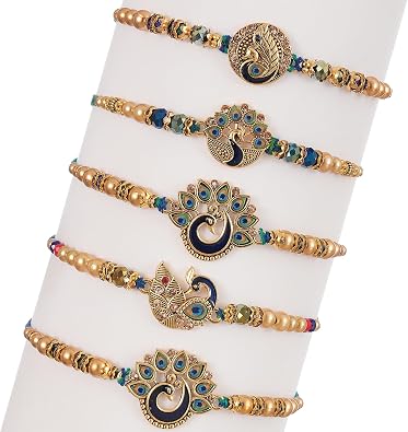 TIED RIBBONS Rakhi for Brother Set of 5 | Rakhi for Bhaiya | Roli Tika - Raksha Bandhan Rakhi Bracelet for Brother | Rakhi Bhai Rakhi Thread Rakhi Set