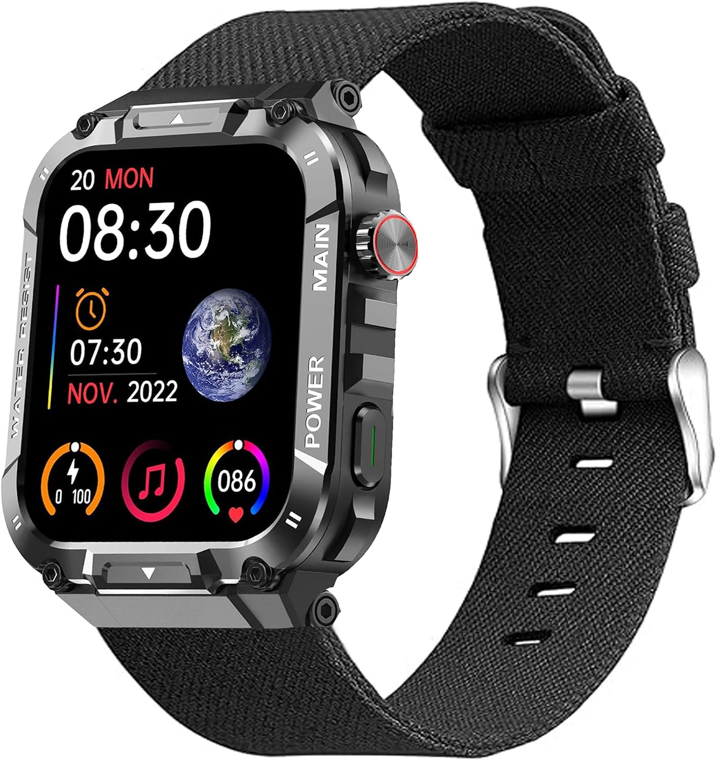 Compatible for Hvlgmrc Military Smart Watch Bands, 22mm Breathable Nylon Woven Fabric Replacement Accessory Strap Compatible for Hvlgmrc P66, Azgqswr P66, Ypaddbu P66 1.96 Inches Military Smart Watch